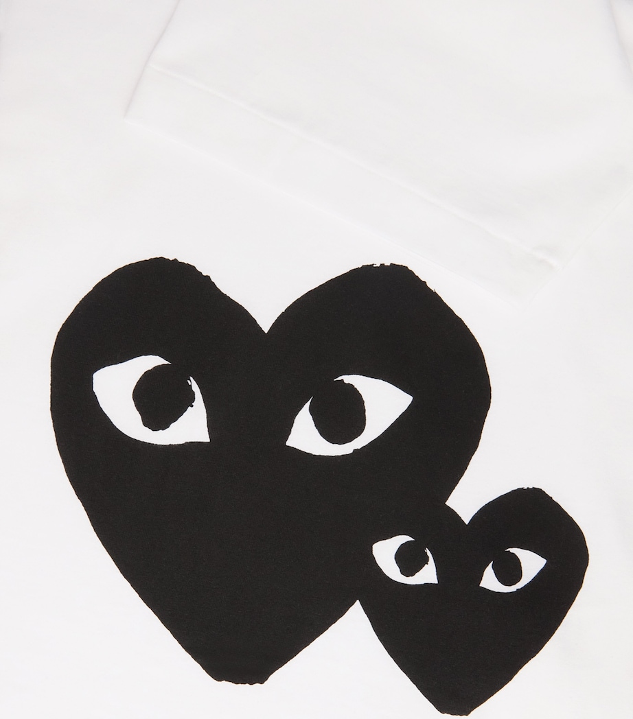 Comme Des Garçons Mens Cotton Oversized Double Heart T-Shirt White/black Image 6