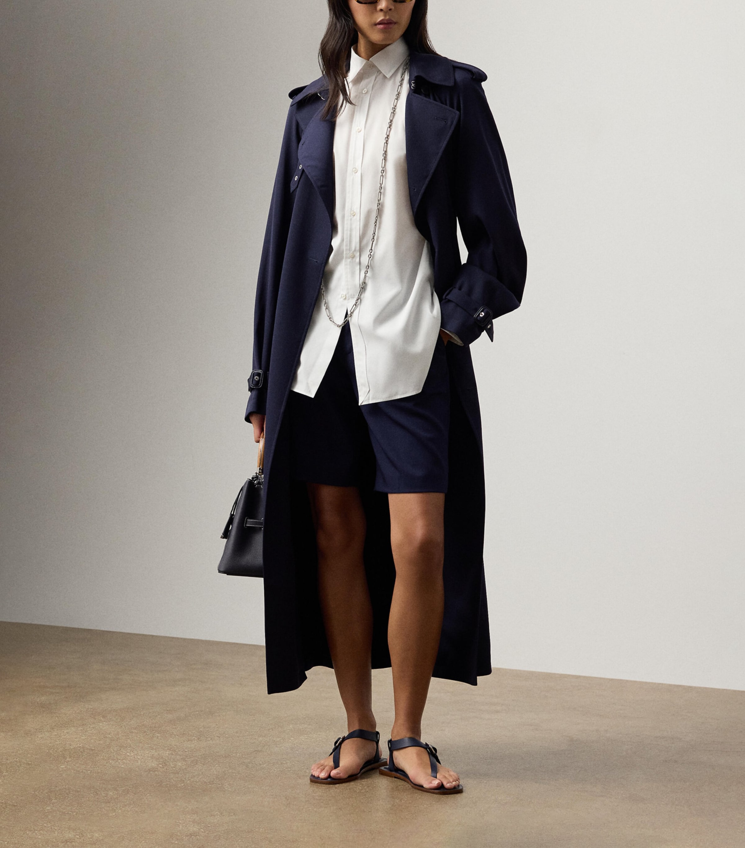 Ralph Lauren Collection Womens Wool Minetta Shorts Navy Image 2