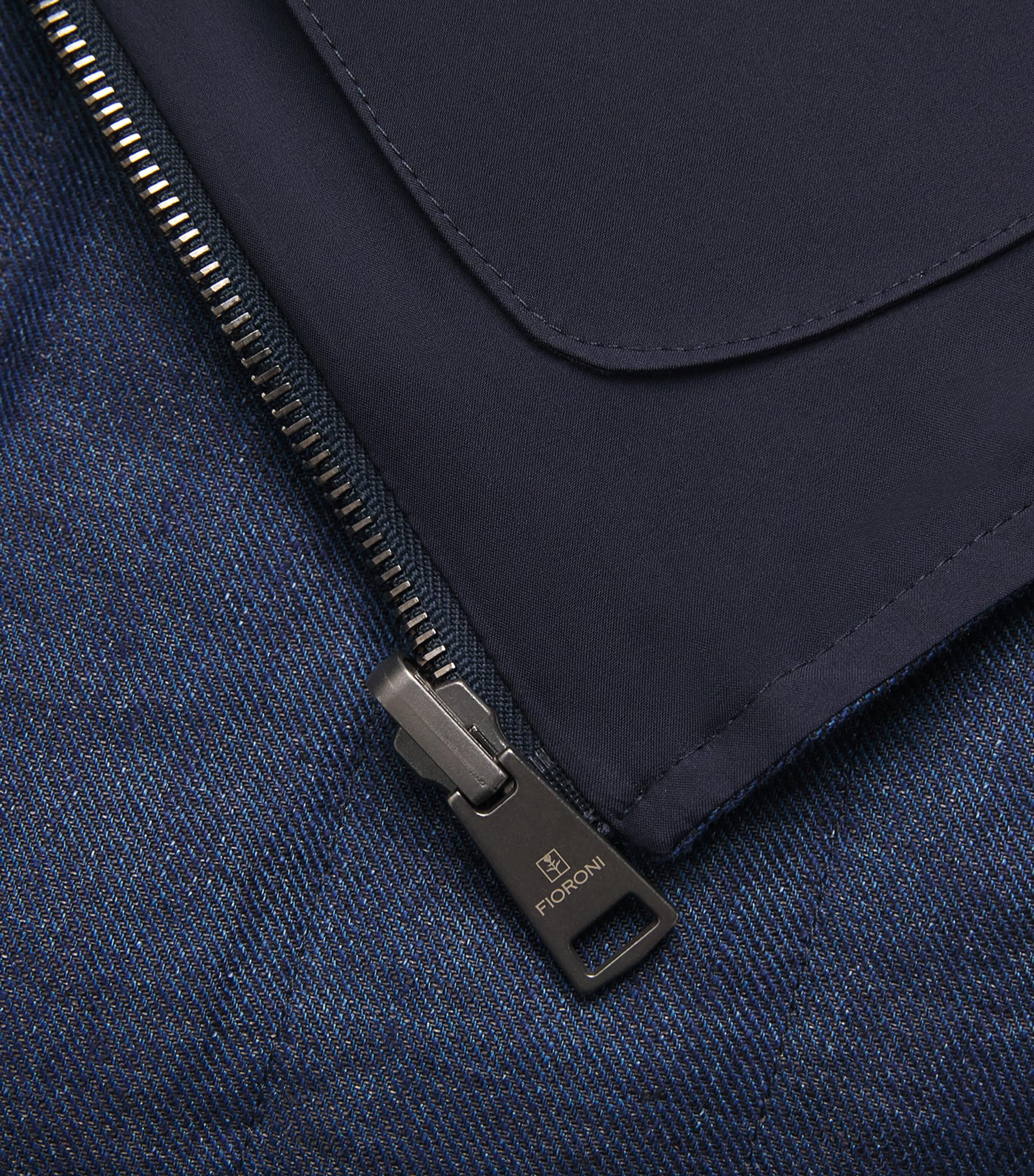 Fioroni Cashmere Mens Down Linen Reversible Gilet Denim Image 7