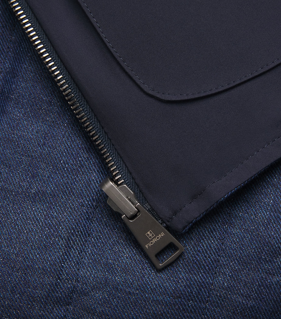 Fioroni Cashmere Mens Down Linen Reversible Gilet Denim Image 7