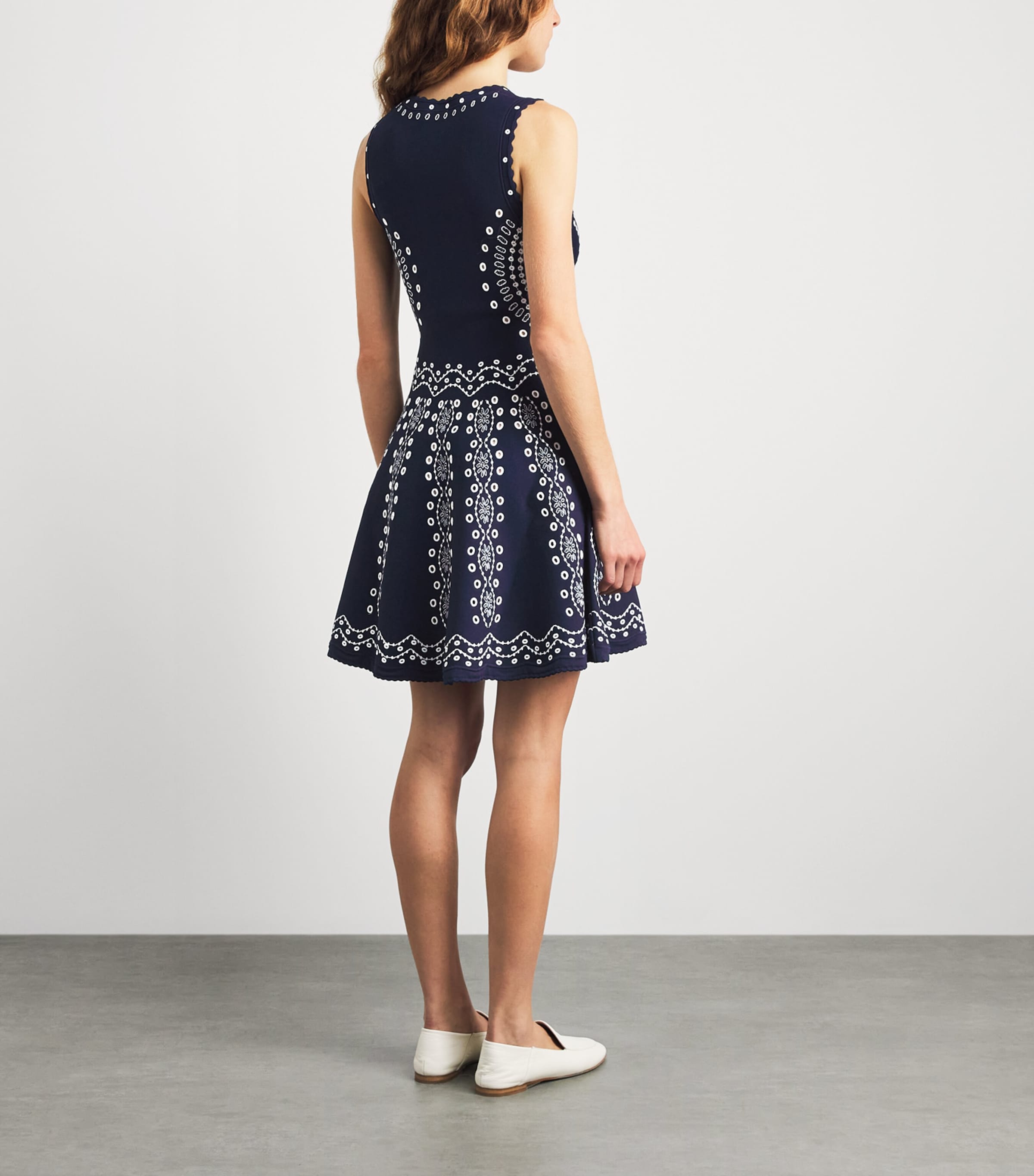 Sandro Paris Womens Knitted Embroidered Mini Dress Navy Blue Image 4