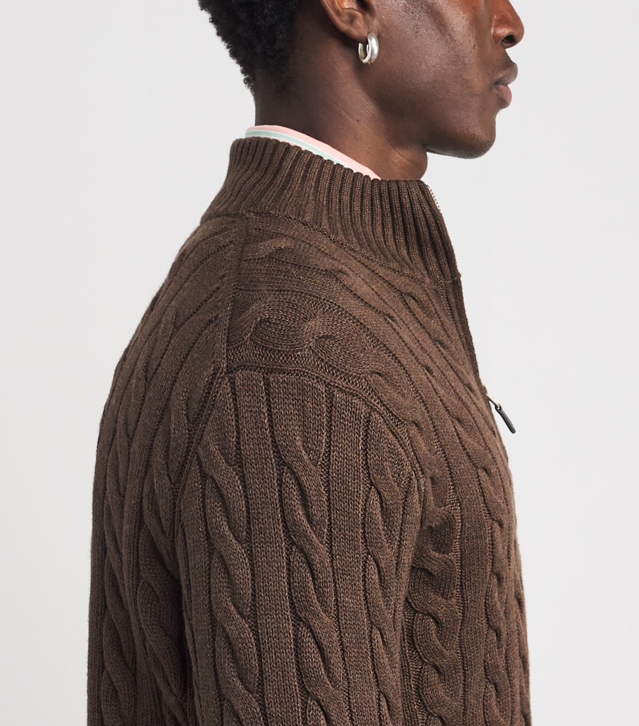 Cotton Cable Knit Sweater BROWN Image 6