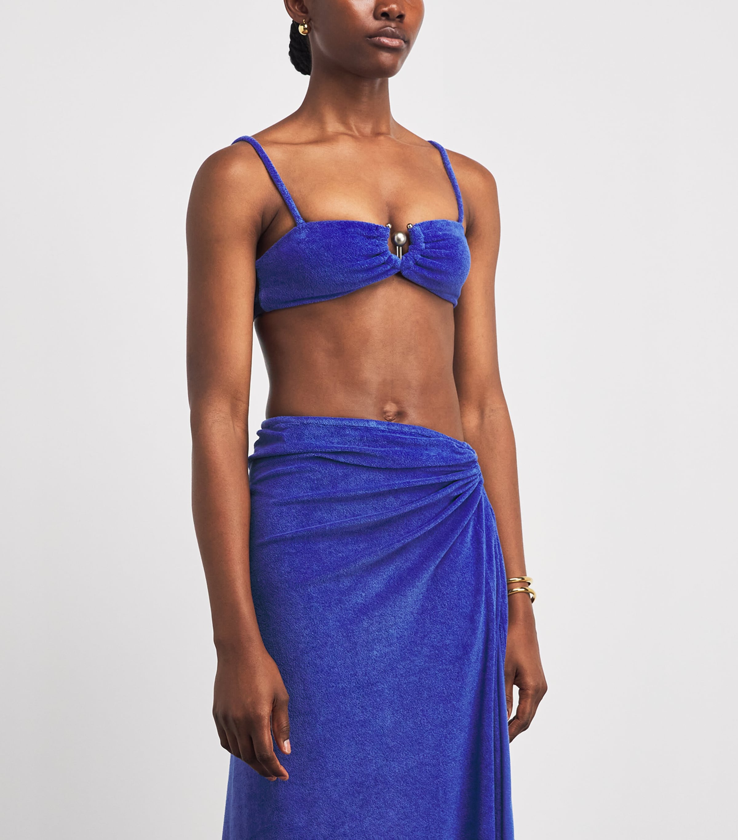 Christopher Esber Womens Towelling Orbit Bikini Top Indigo Image 4