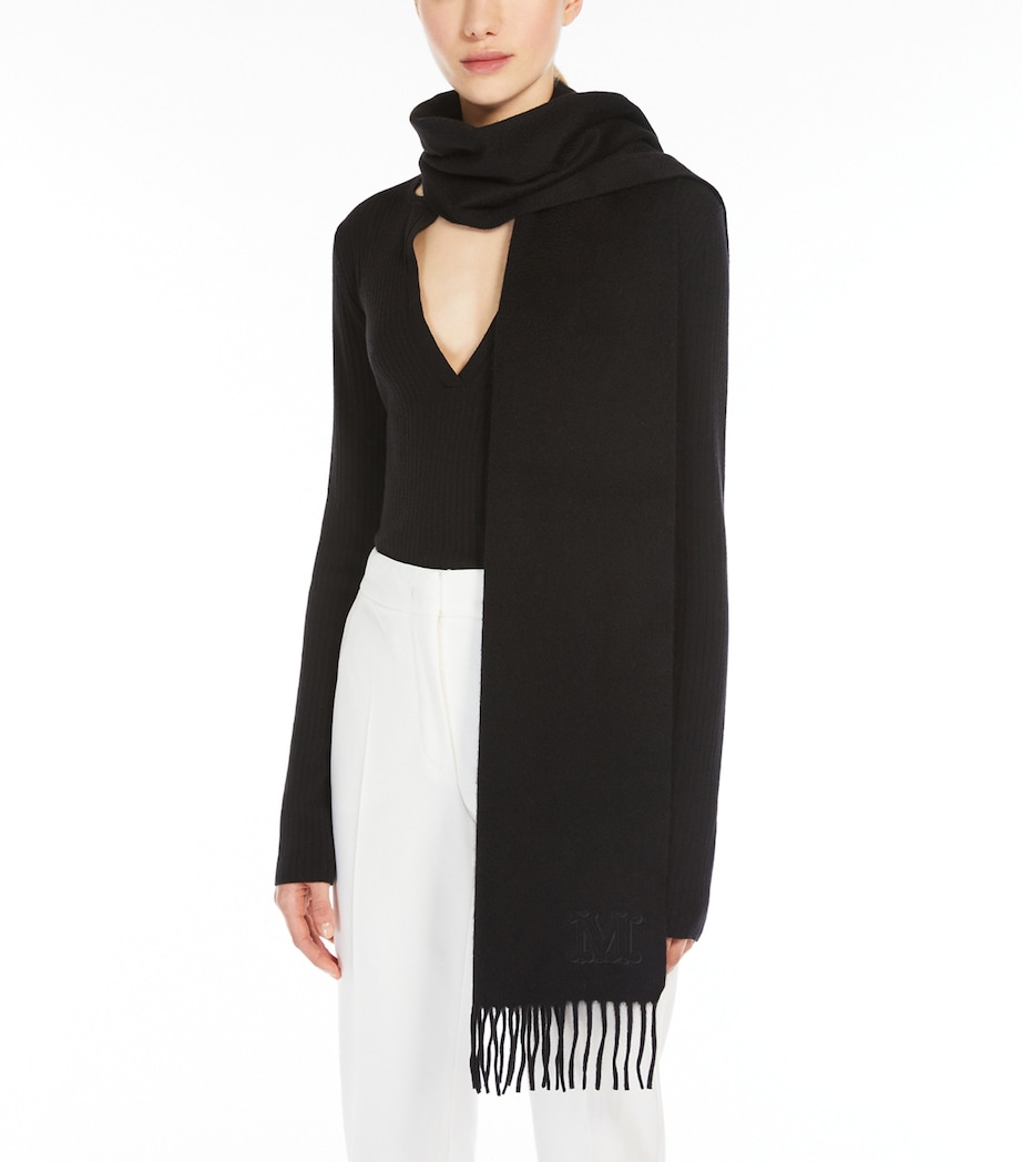 Max Mara Cashmere Monogram Scarf Black Image 2
