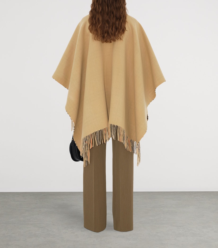 Wool Check-Lined Cape SAND Image 4