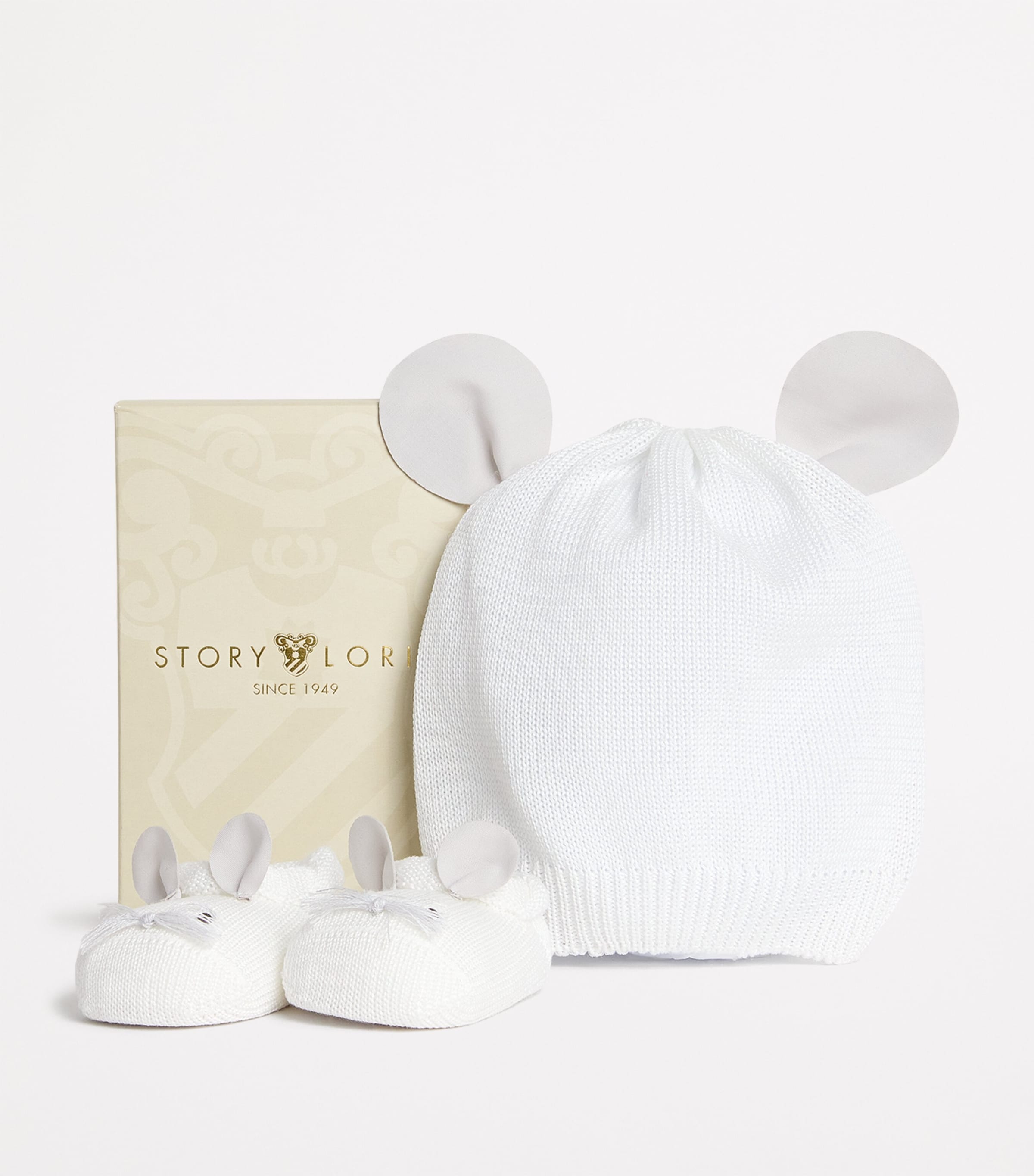Mouse Beanie and Boots Gift Set (3-9 Months) YYE WHITE/GREY Image 2