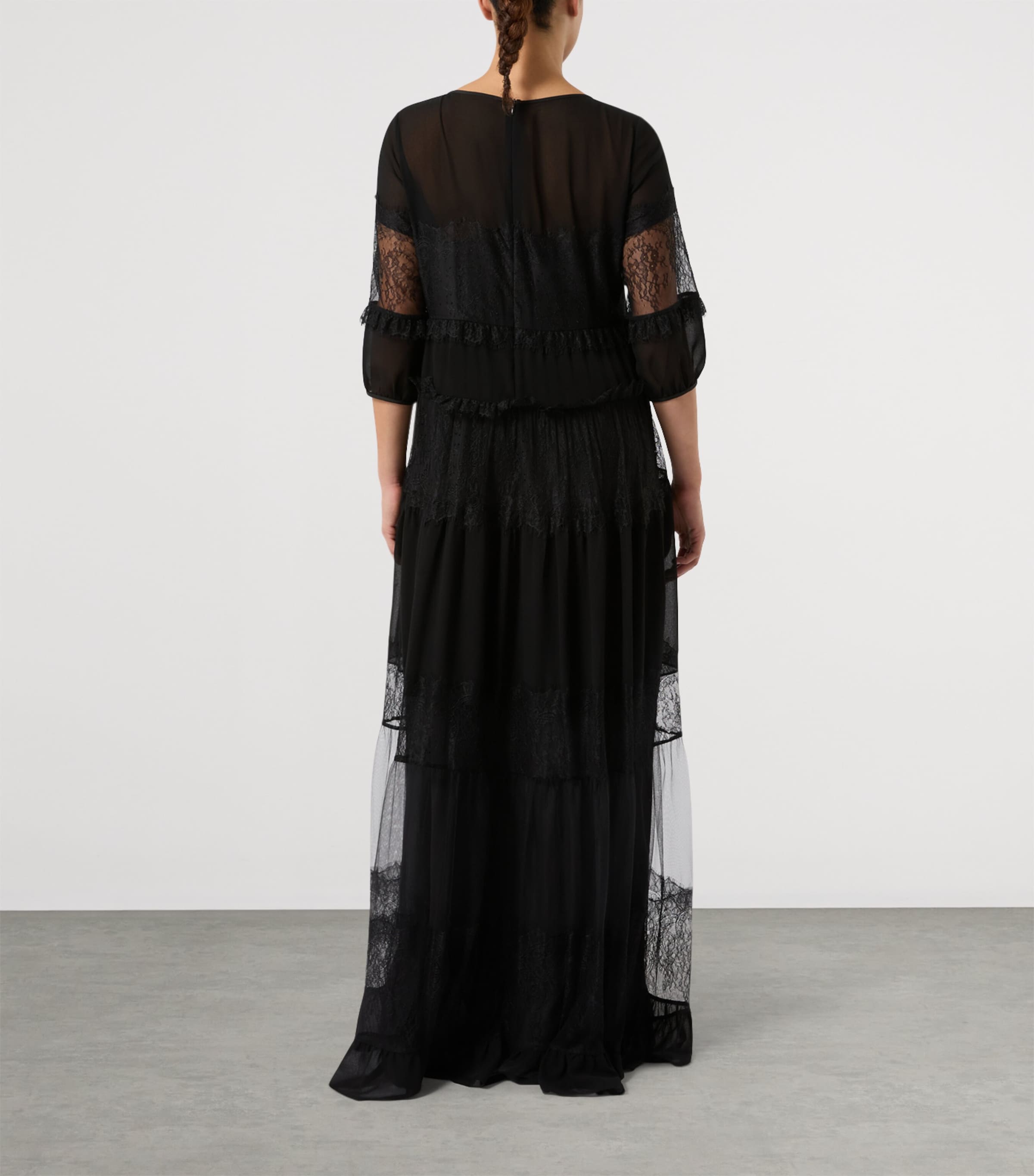 Marina Rinaldi Womens Lace Tulle Maxi Dress Black Image 4