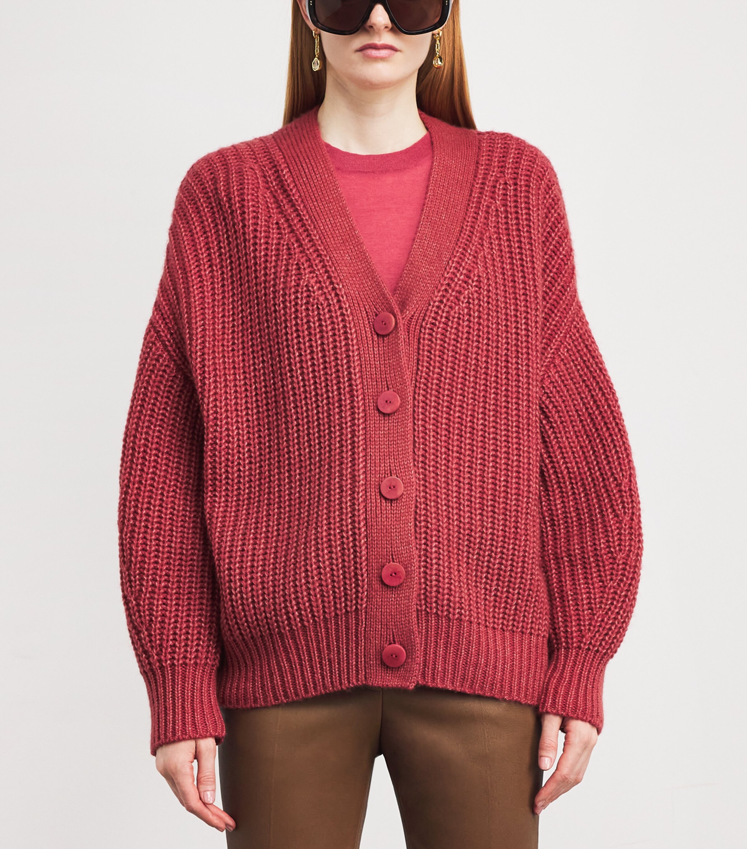 Joseph Womens Wool-Cashmere-Silk Cirrus Cardigan Mulberry Image 3