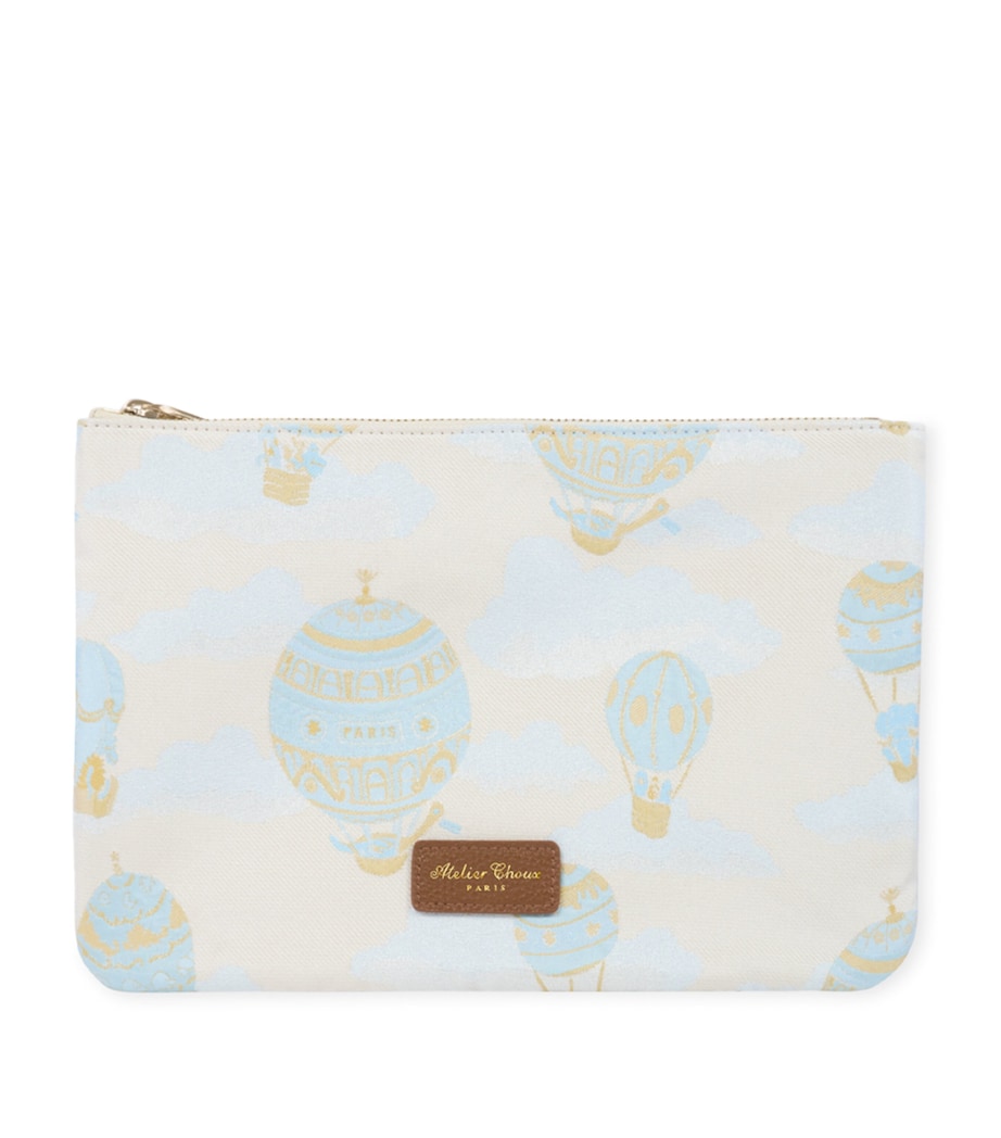 Atelier Choux Jacquard Baby Pouch Blue Hot Air Balloon Image 1