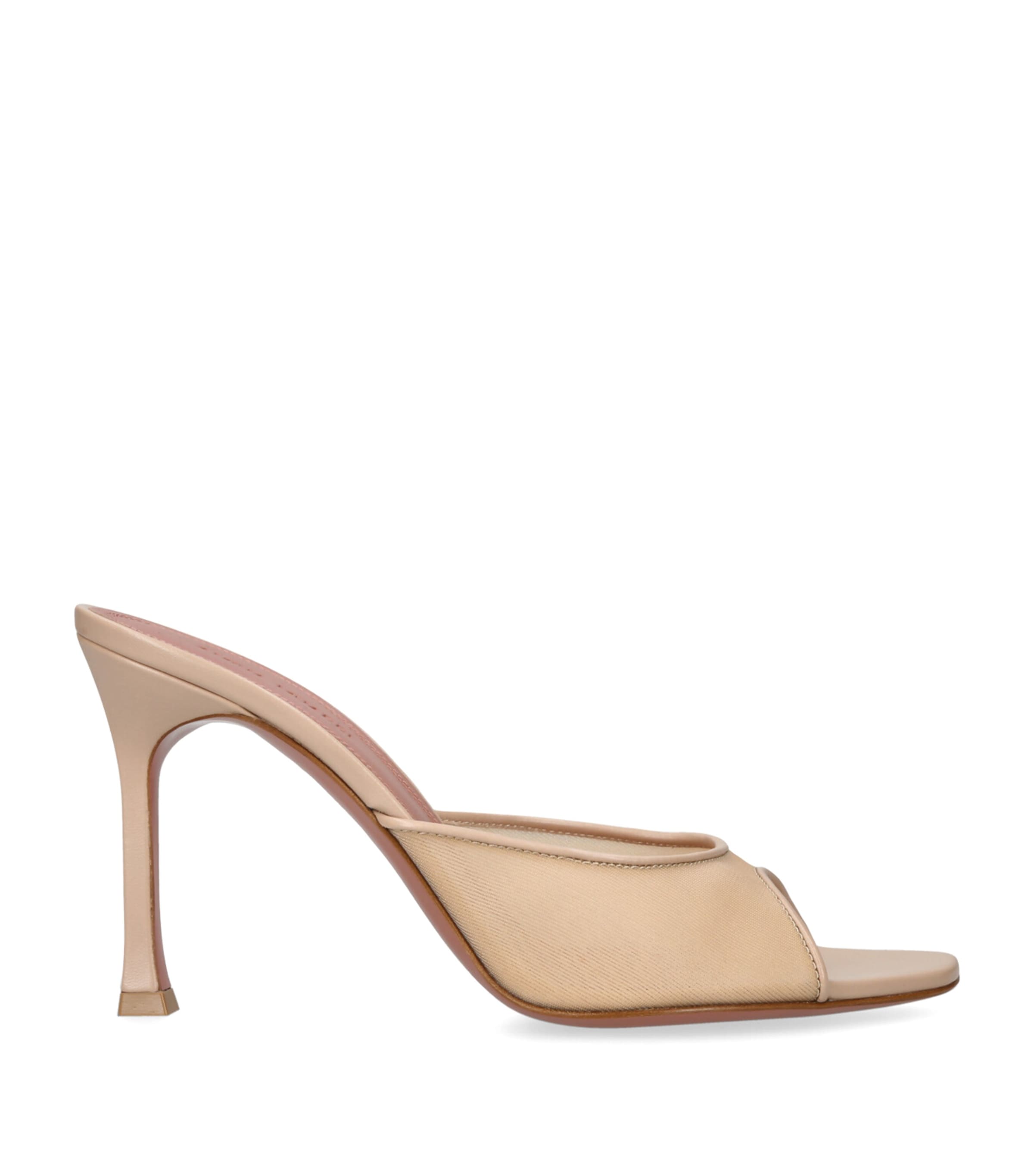 Shop Amina Muaddi Alexa Mesh Mules 95 In Nude