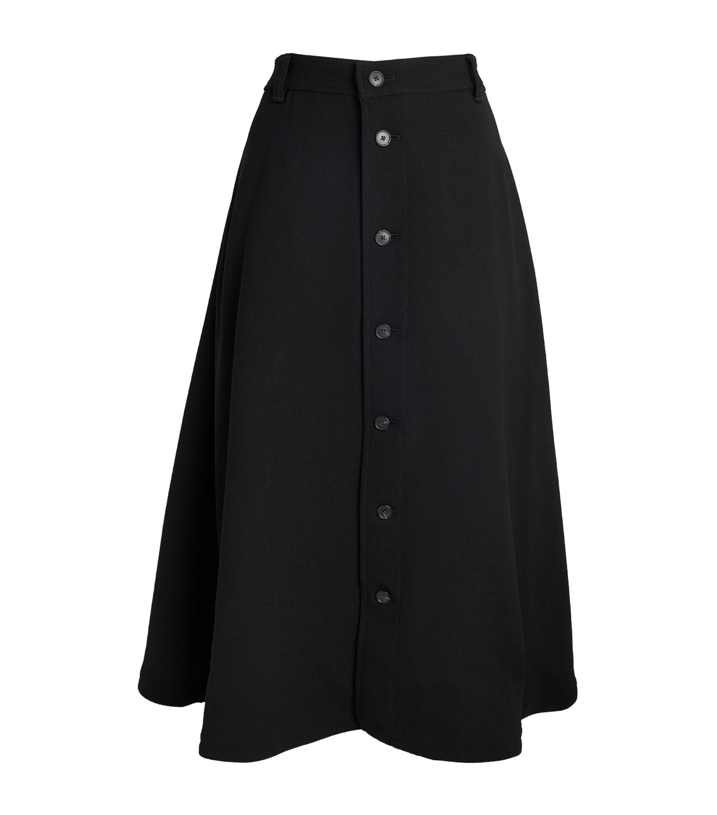 Polo Ralph Lauren Wool A-line Midi Skirt In Black