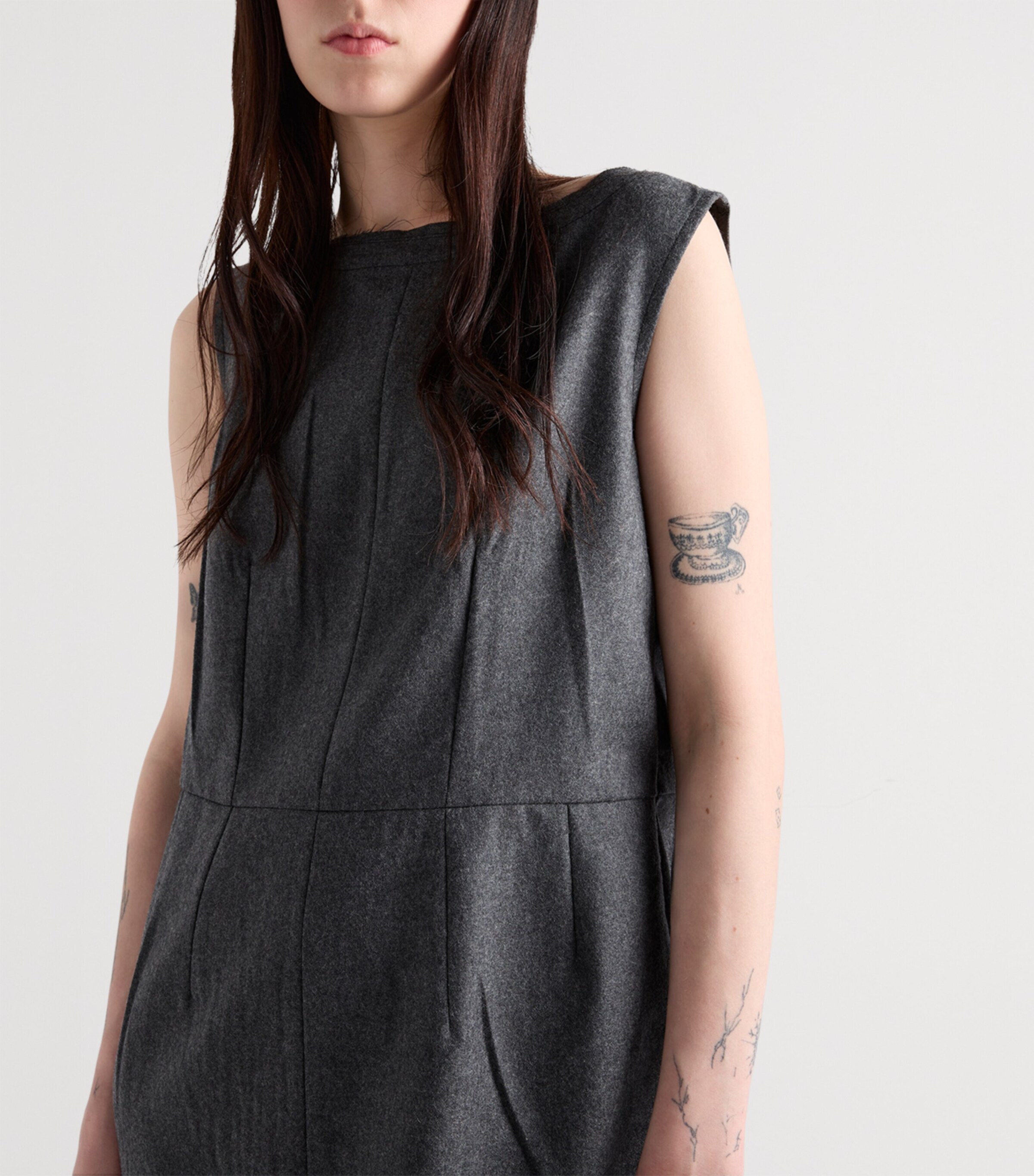 Wool Sleeveless Mini Dress F0480 Image 3
