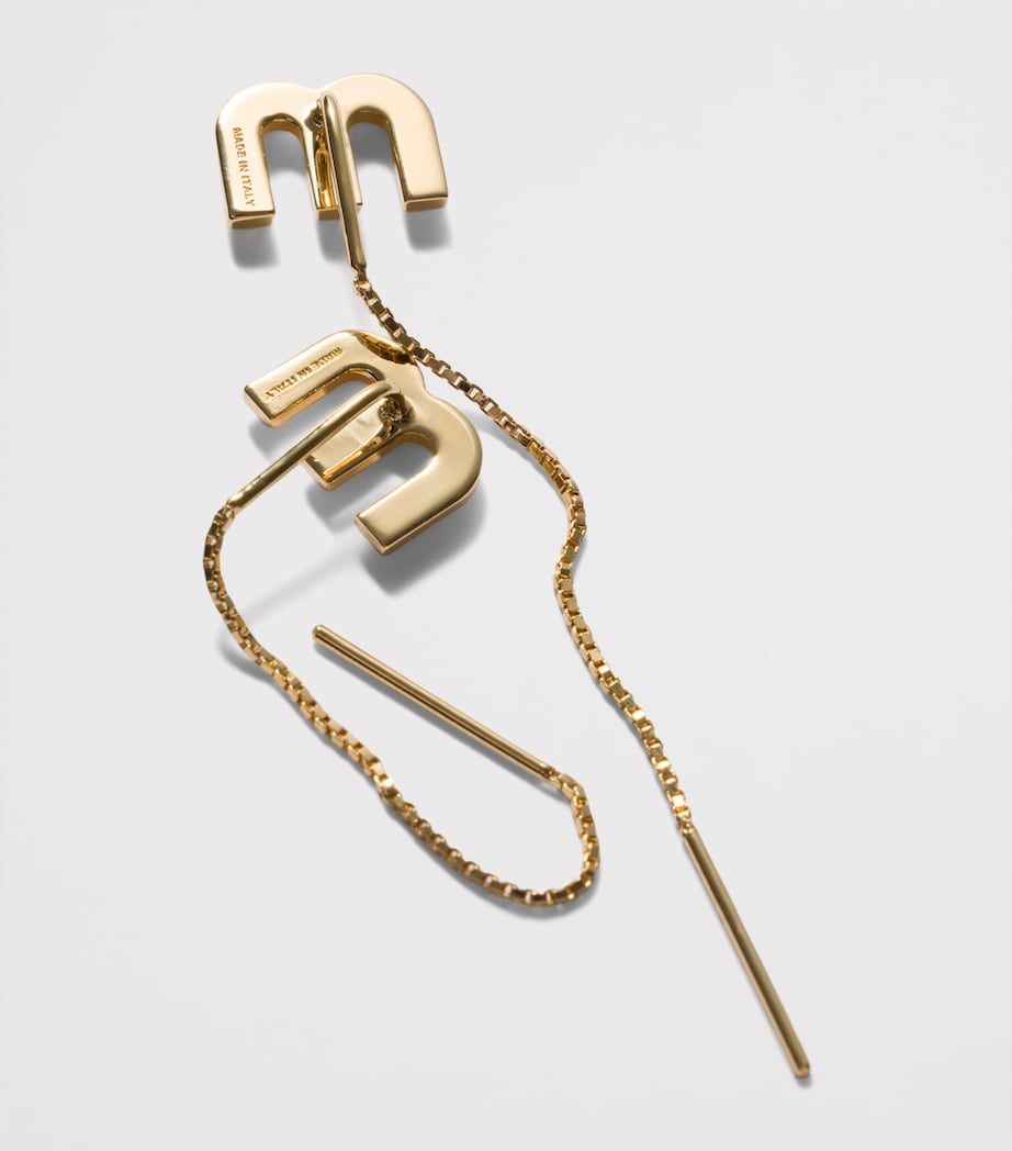 Miu Miu Chain-Pendant Stud Earrings Gold/silver Image 2