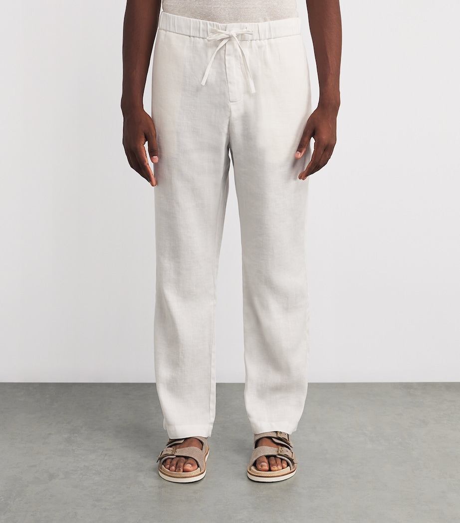 Linen-Cotton Oscar Straight Trousers WHITE-01 Image 3