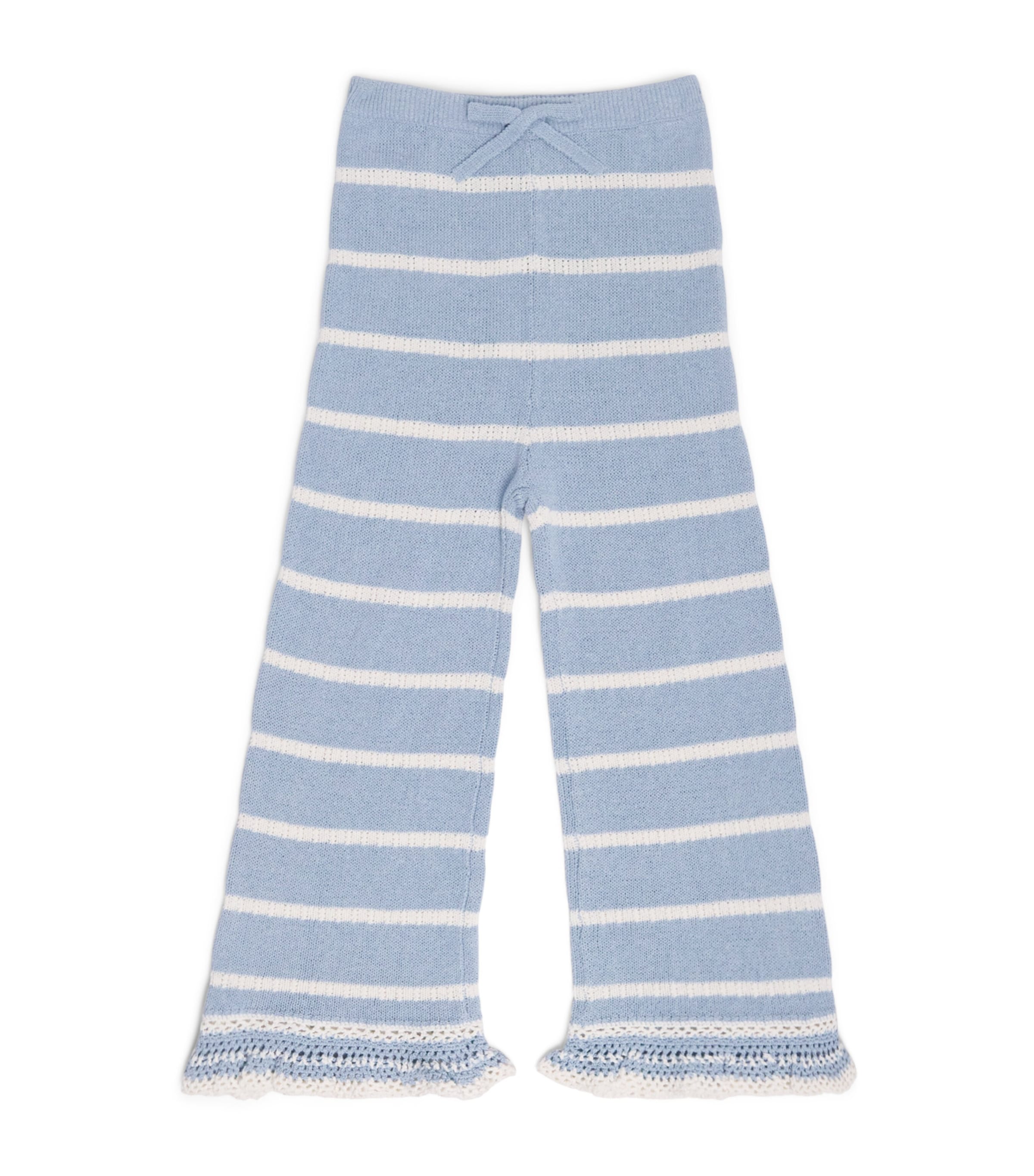 Zimmermann Kids Knitted Stripe Indra Trousers (2-12 Years) Blue/ecru Image 1