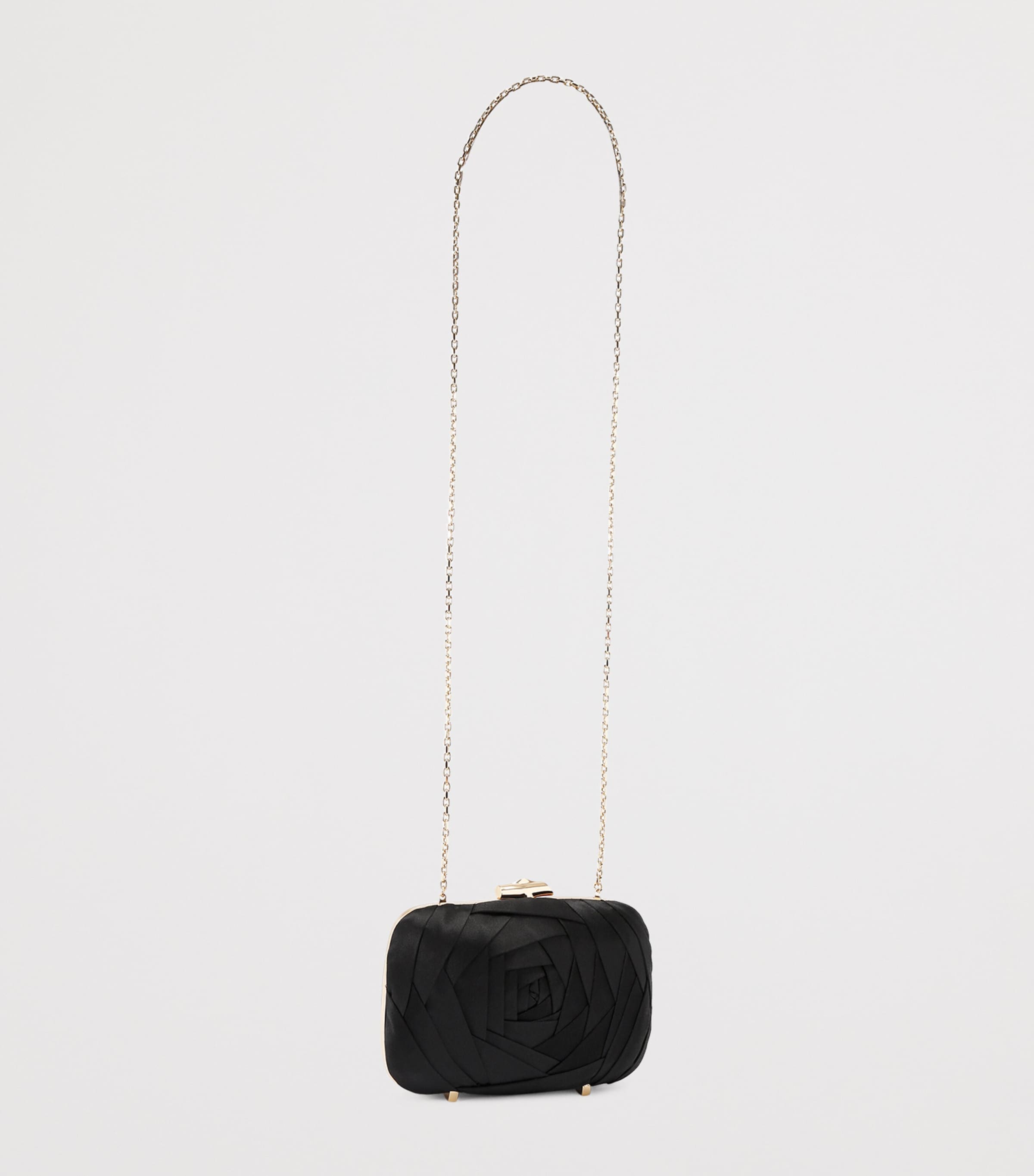 Satin Rose Vivier Clutch Bag BLACK Image 4