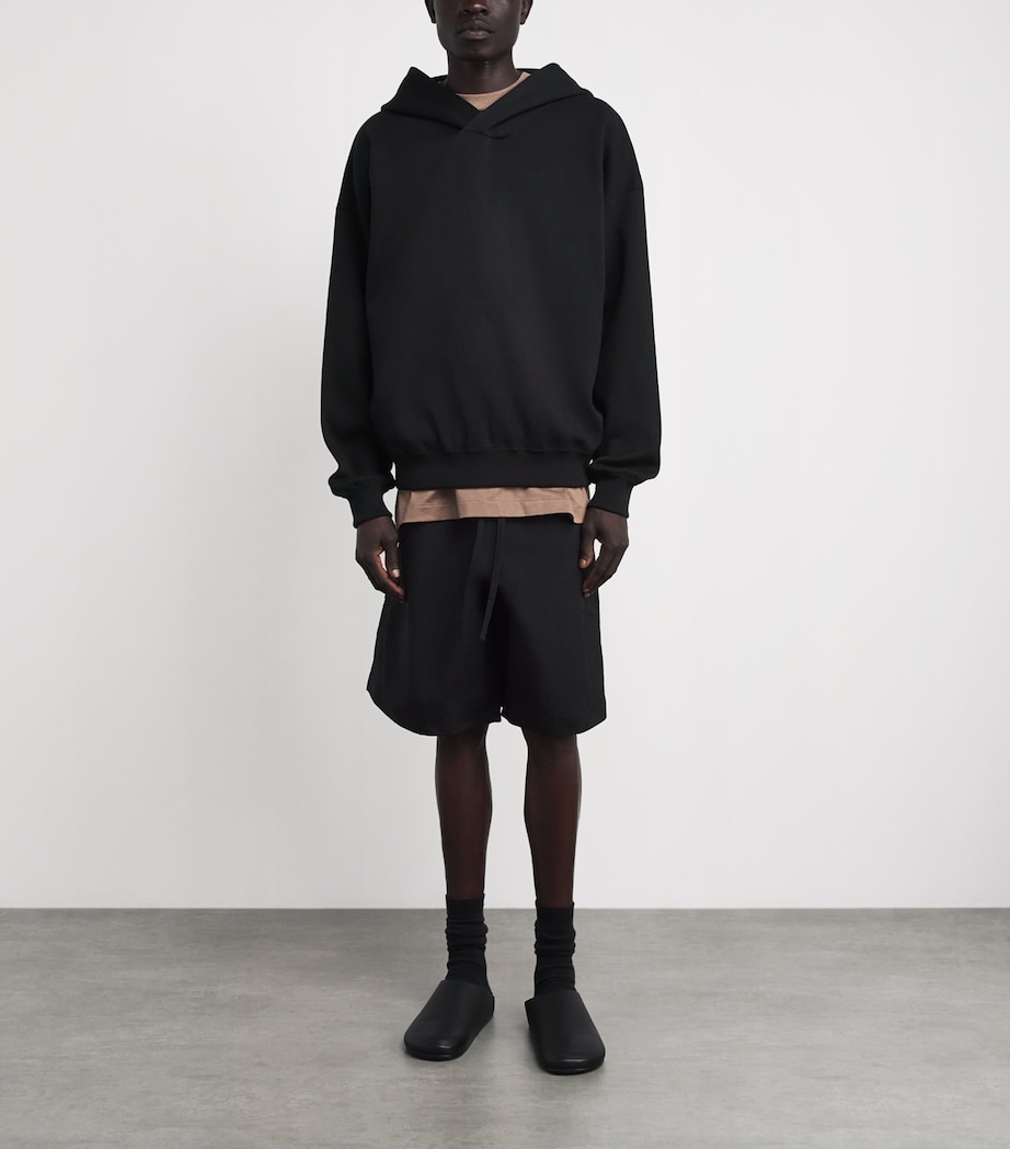 Fear Of God Mens Cotton-Blend Double-Knit Hoodie Black / Image 2