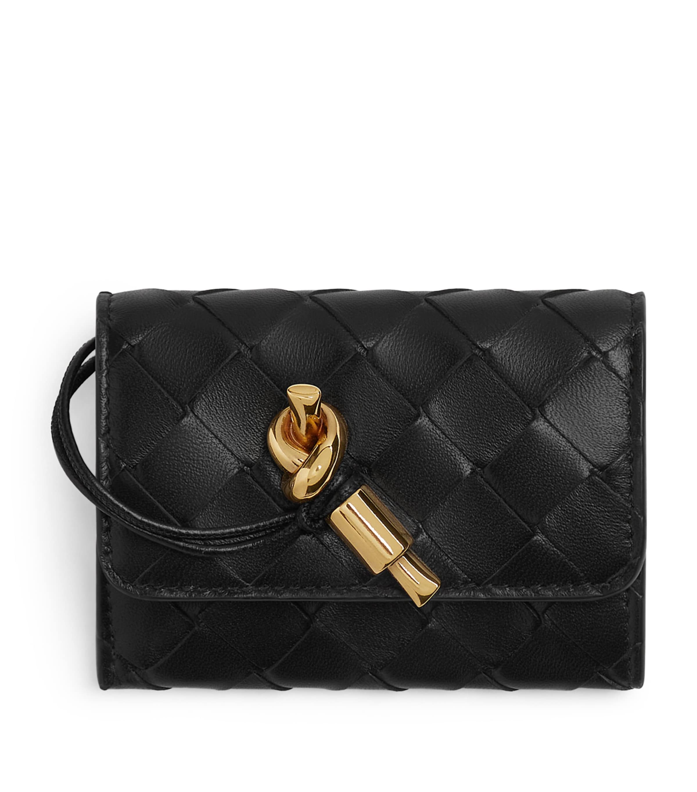 Bottega Veneta Small Andiamo Envelope Card Holder In Black
