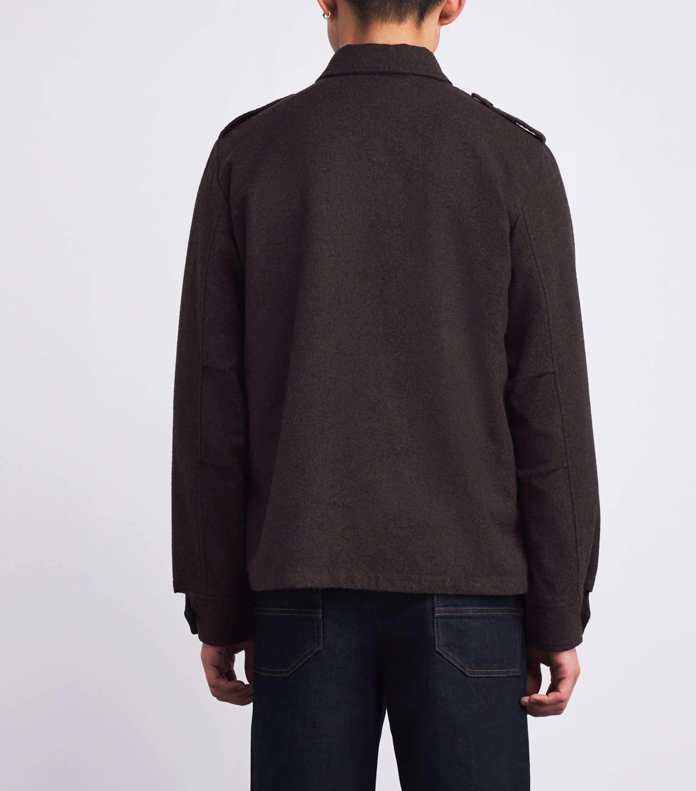Aspesi Mens Wool-Cashmere Favola Overshirt Marrone Image 4
