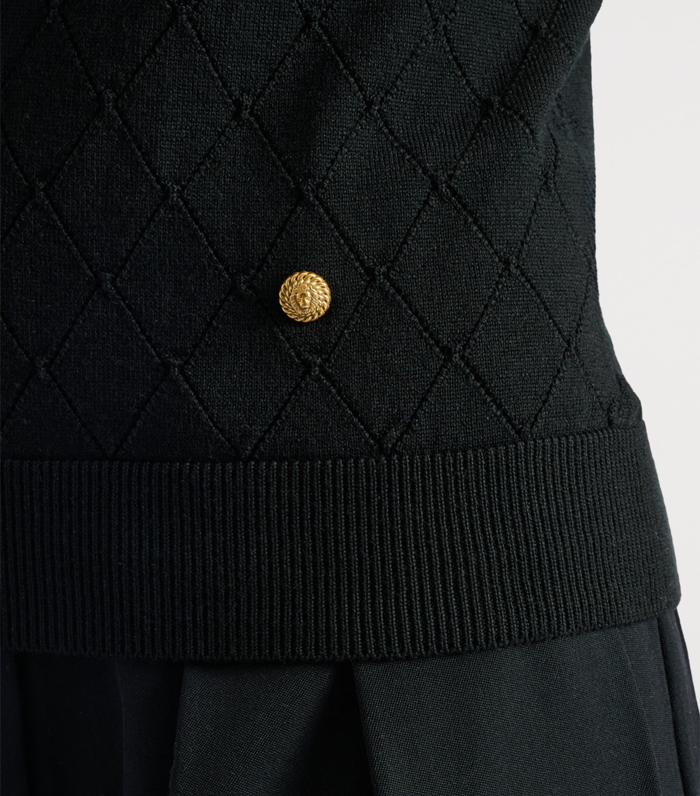 Balmain Womens Virgin Wool Quilted Effect Top Noir Image 6
