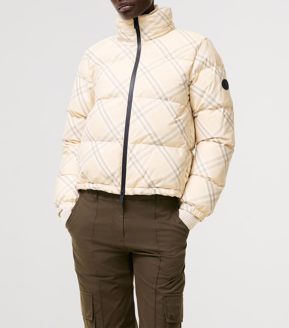 Burberry Womens Down Check Puffer Jacket Yarn Beige Ip Check Image 2