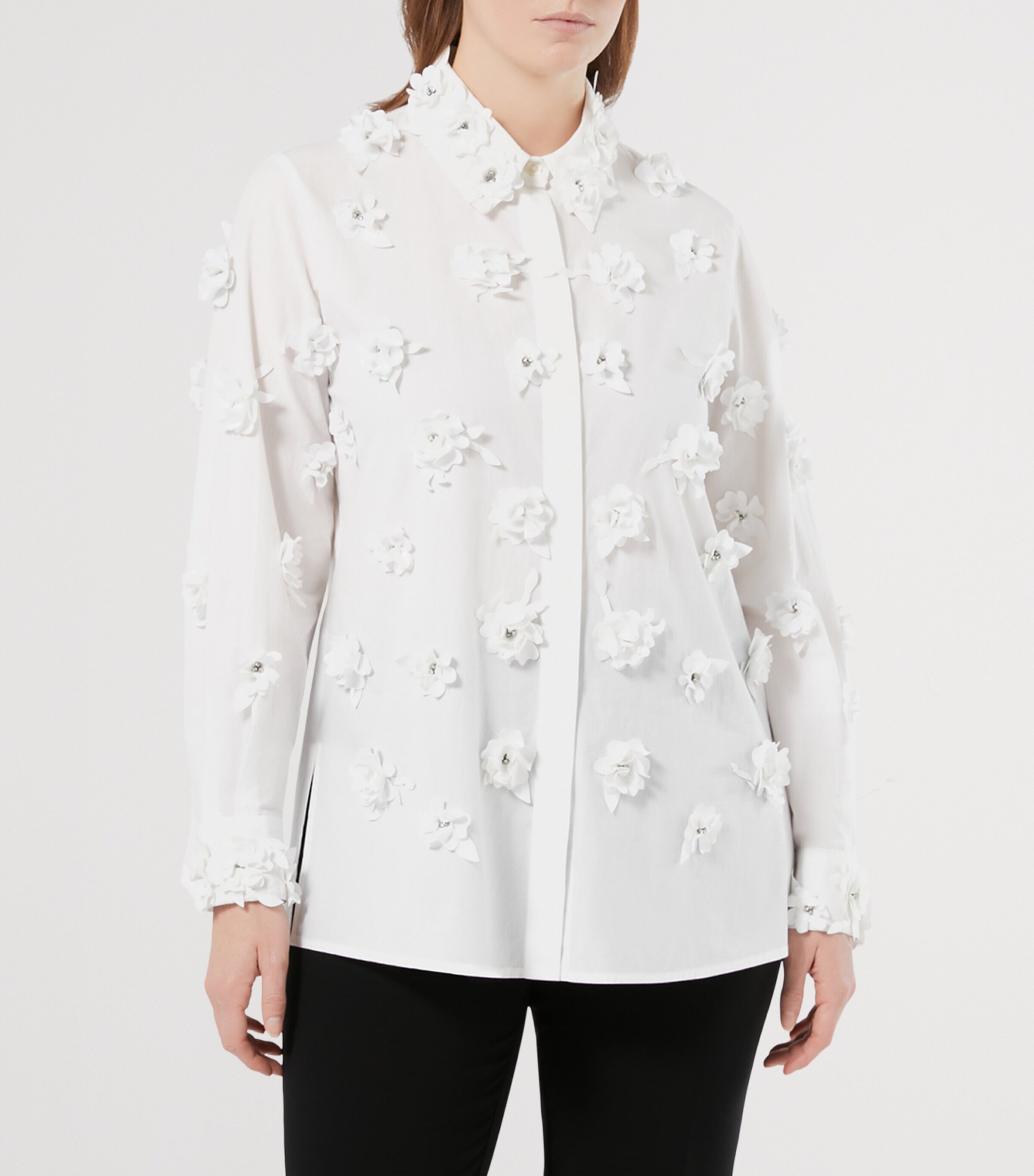 Floral-Embellished Fidato Shirt OPTICAL WHITE Image 2