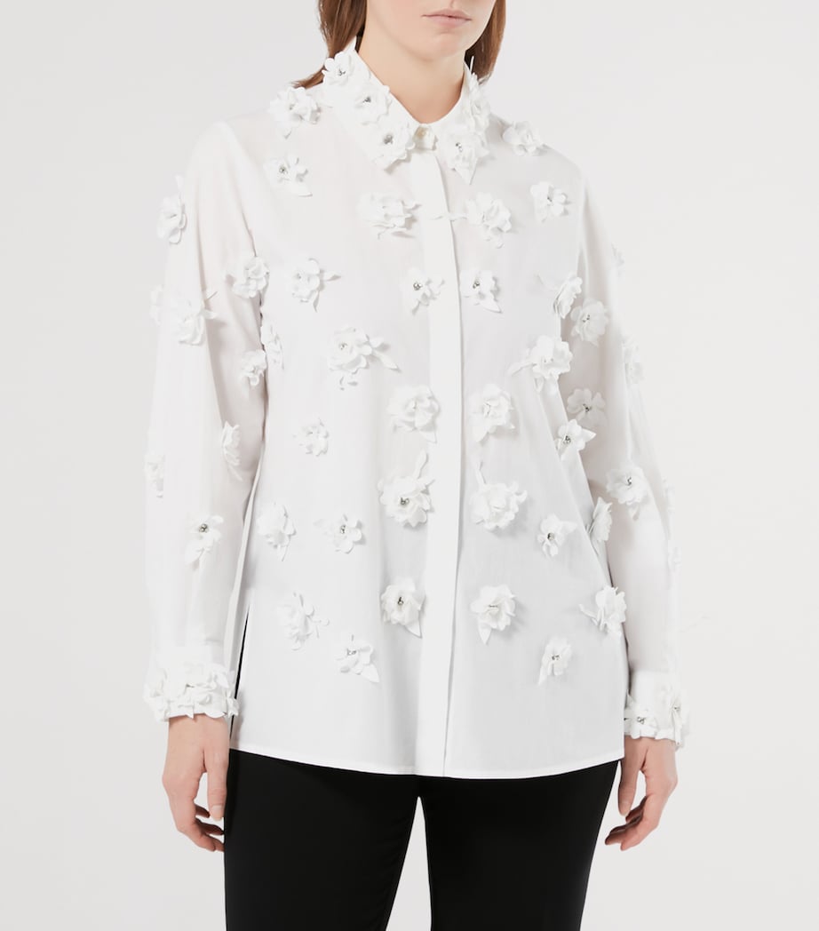 Floral-Embellished Fidato Shirt OPTICAL WHITE Image 2