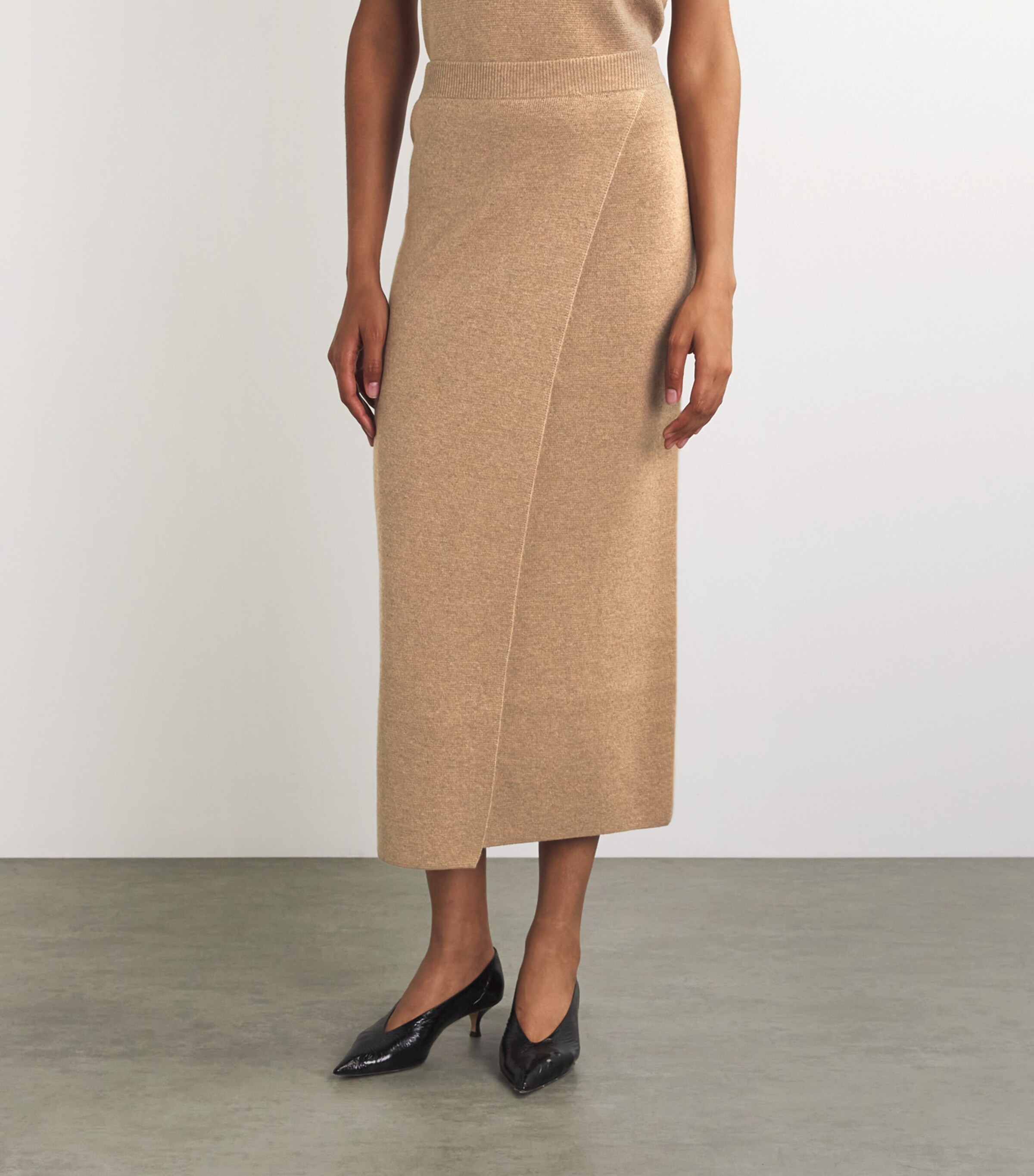 Max Mara Womens Wool-Cashmere Wrap Skirt Hazelnut Brown Image 3