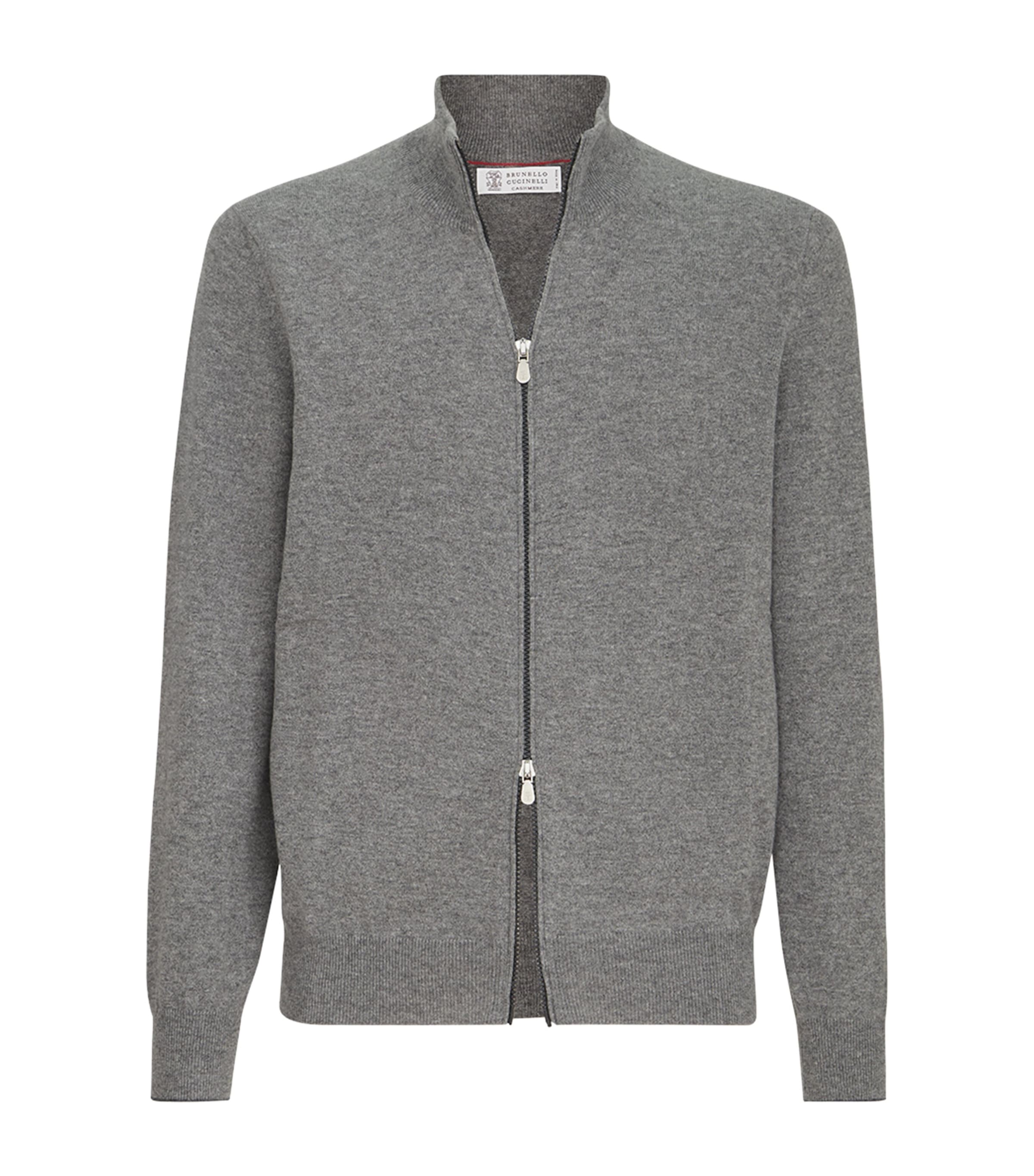 Brunello Cucinelli Mens Cashmere Two-Way Zip Cardigan Image 1