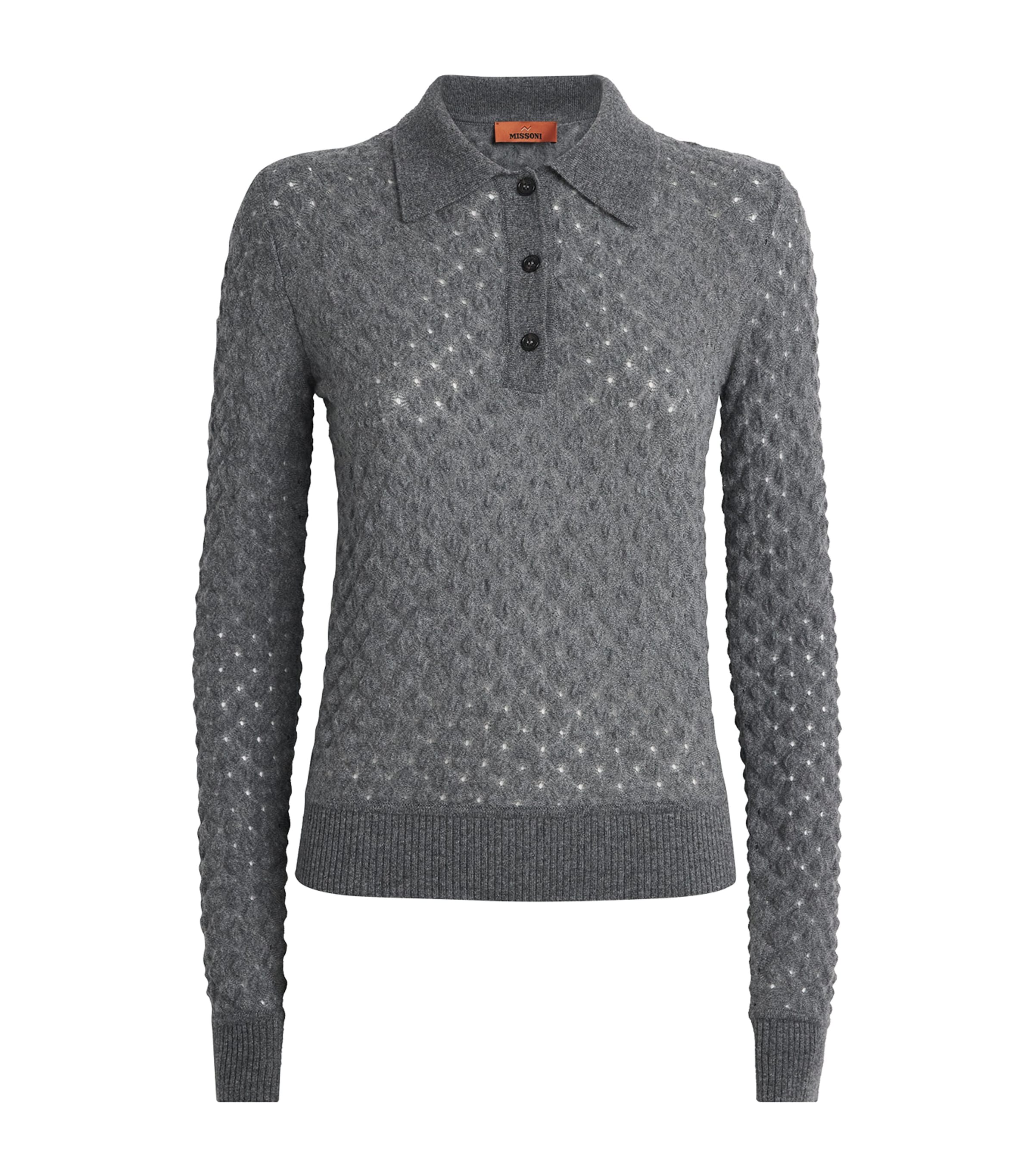 Missoni Womens Cashmere Polo Sweater Medium Grey Image 1