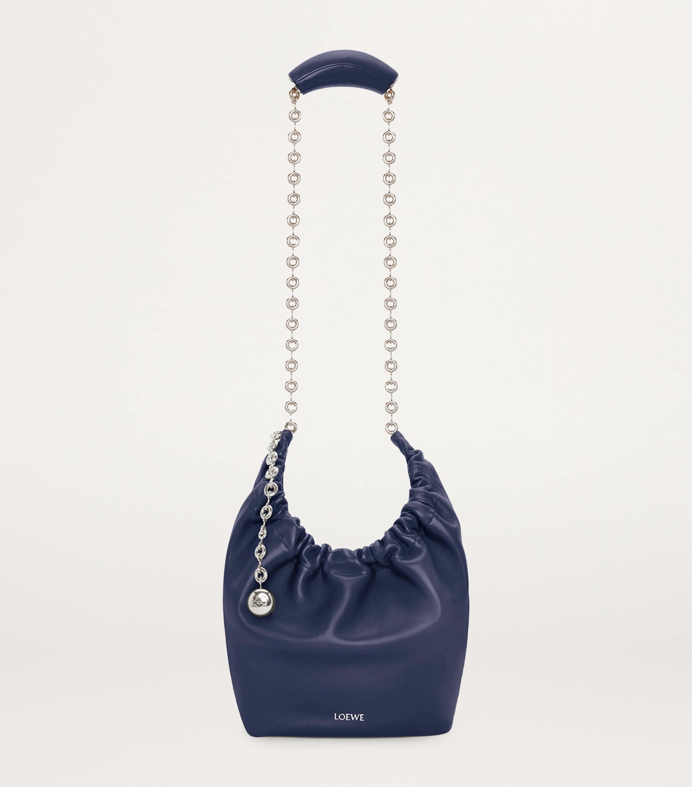 Small Leather Squeeze Top-Handle Bag ABYSS BLUE Image 5