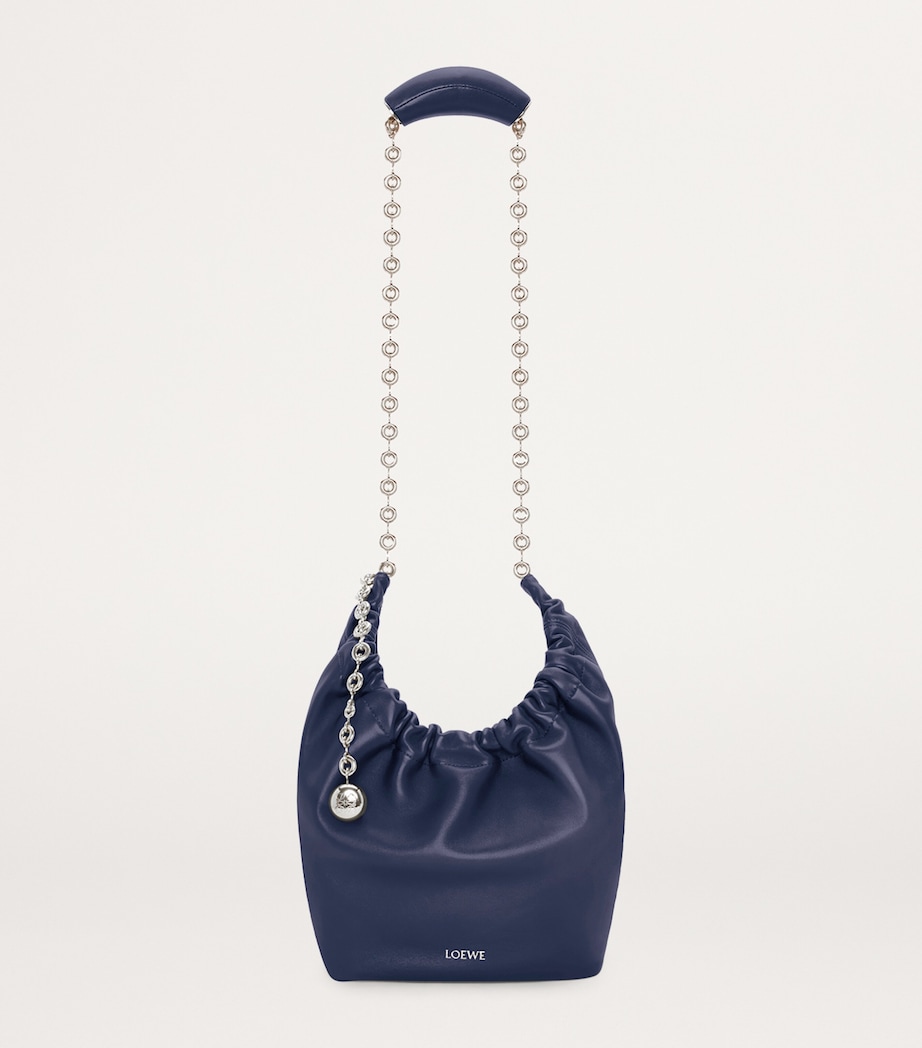 Small Leather Squeeze Top-Handle Bag ABYSS BLUE Image 5