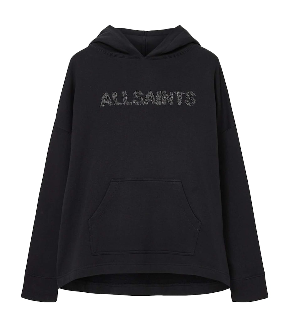 AllSaints Womens Organic Cotton Pin-Detail Etienne Hoodie Black Image 1