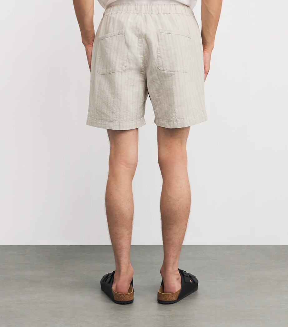 Linen Cotton-Blend Stripe Shorts SAND Image 4