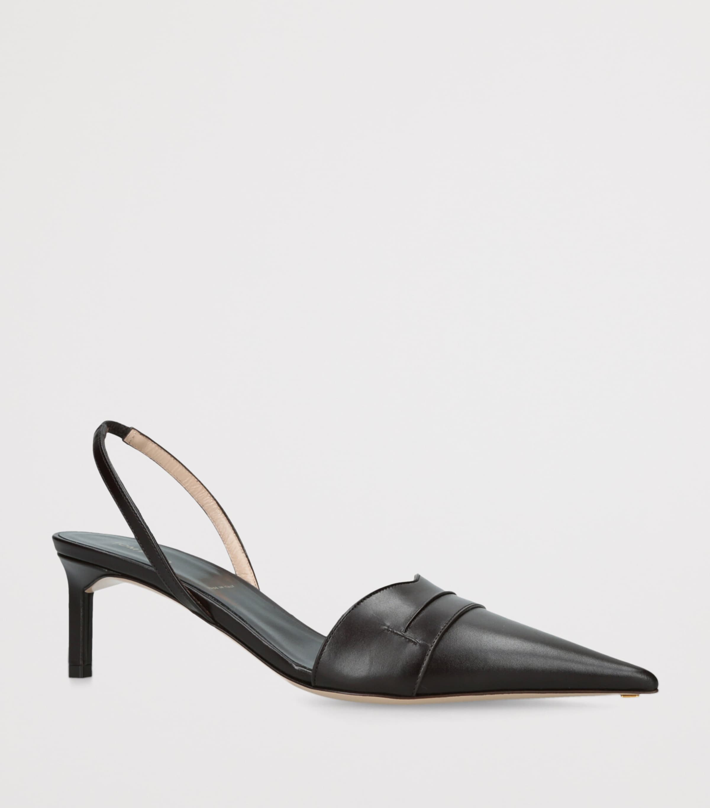 Leather Eva Slingback Pumps 55 DARK BROWN Image 3