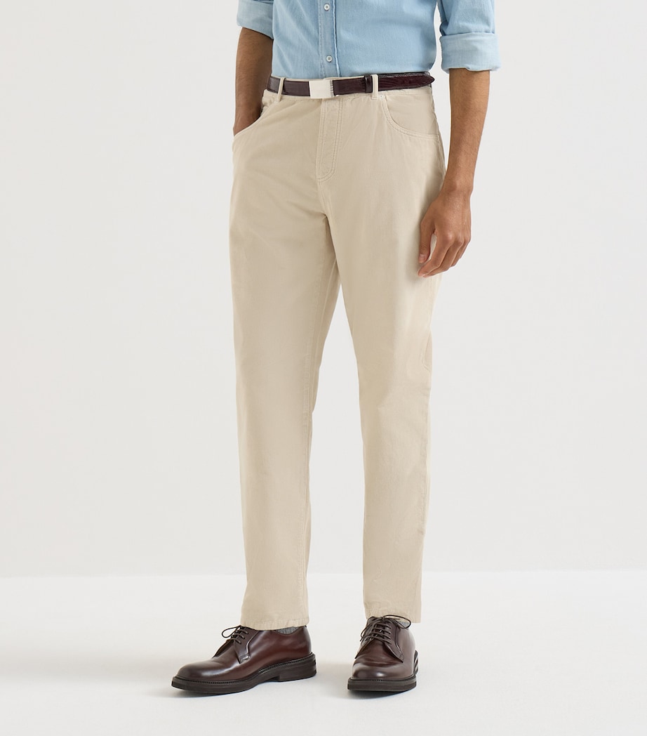Brunello Cucinelli Mens Cotton Canvas Straight Trousers Sand Image 4