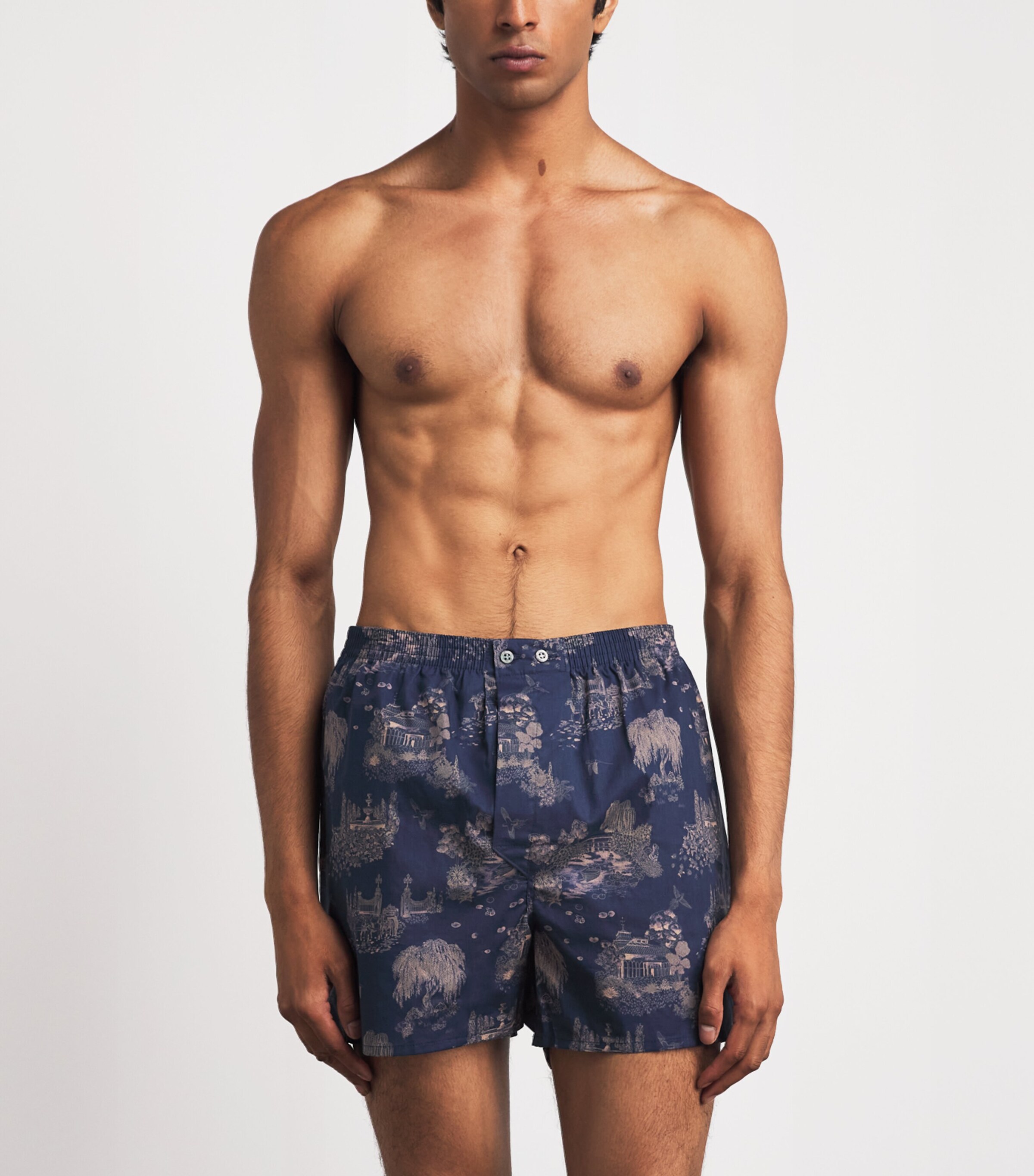 Derek Rose Mens Cotton Boxer Shorts Nav Image 2