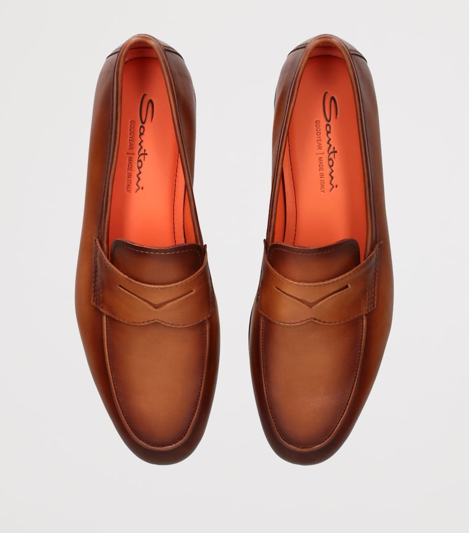 Leather Carlos Penny Loafers MID BROWN Image 4