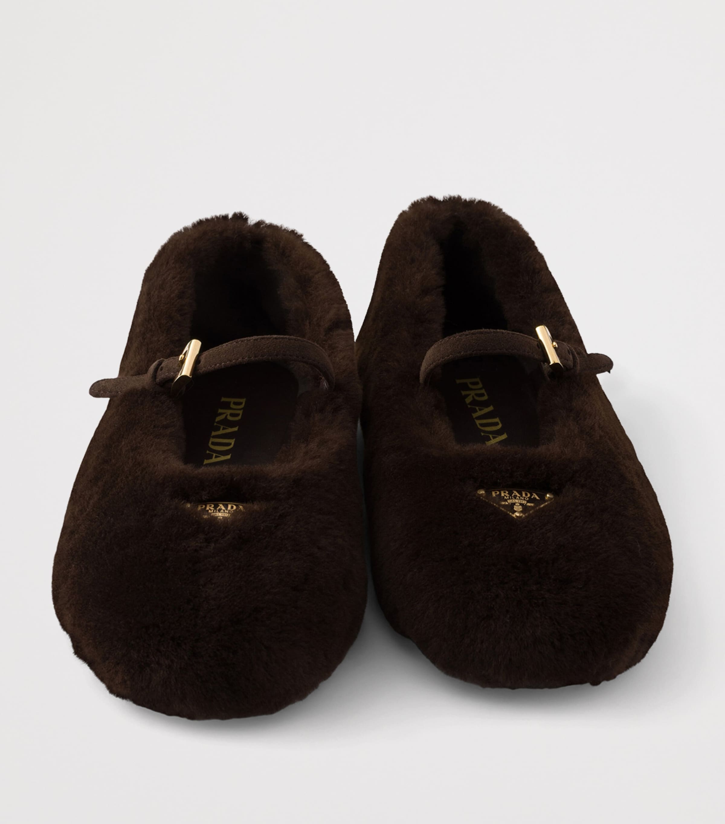 Prada Shearling Ballet Flats Brown Image 6