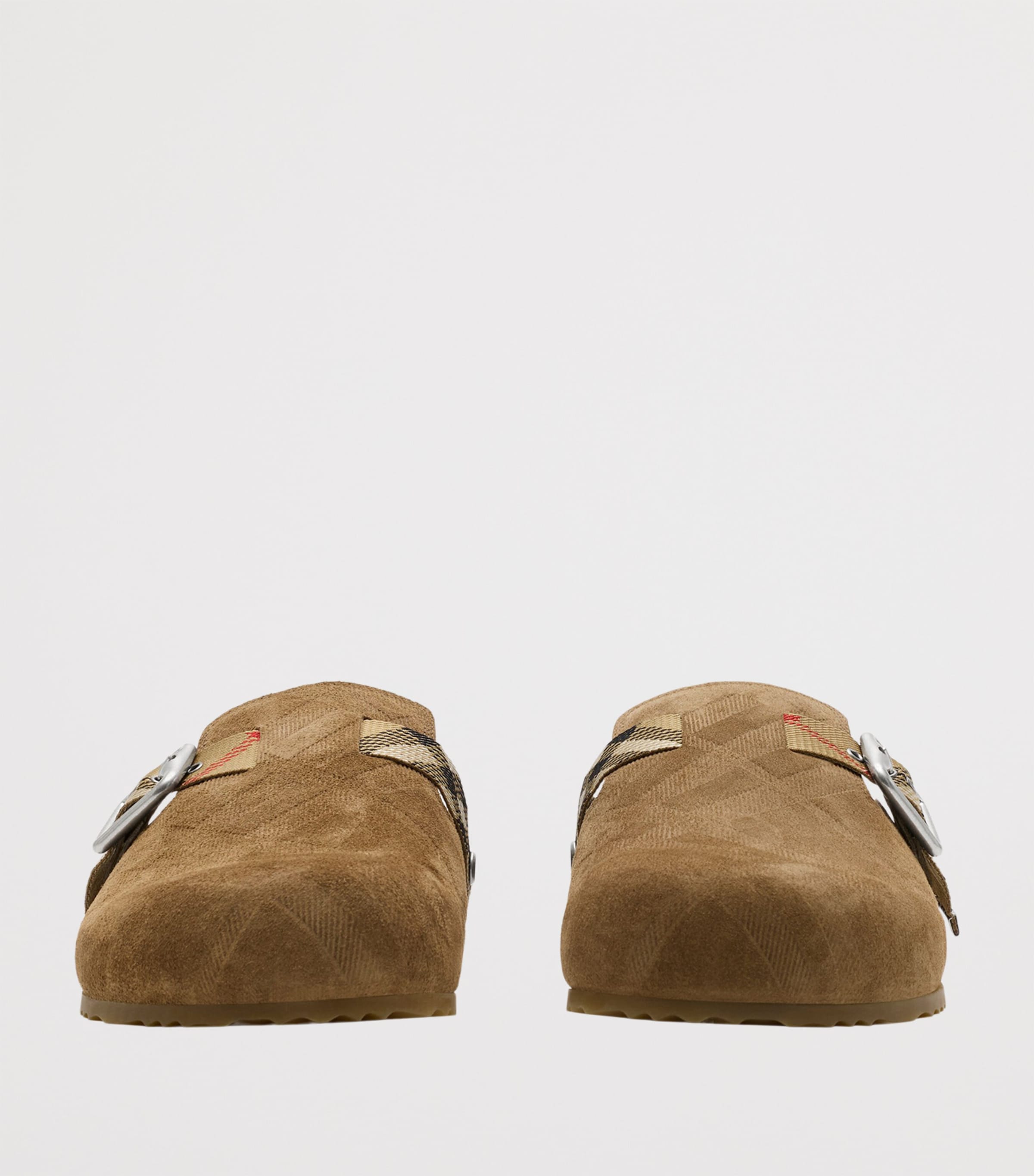 Burberry Suede Check-Trim Urchin Clogs Jute Image 3