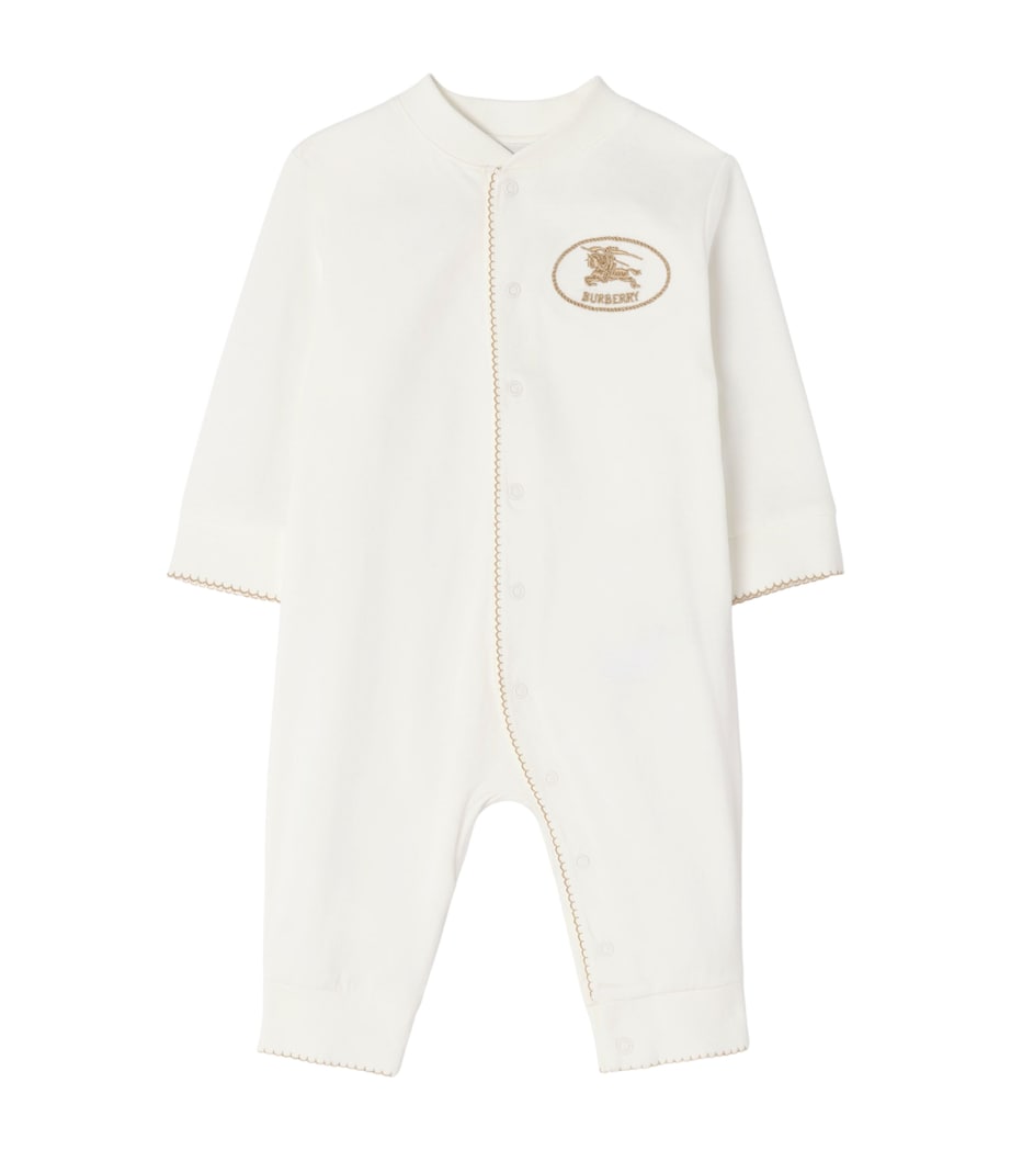 Burberry Kids Cotton Logo All-in-One (1-18 Months) Chalk Image 1
