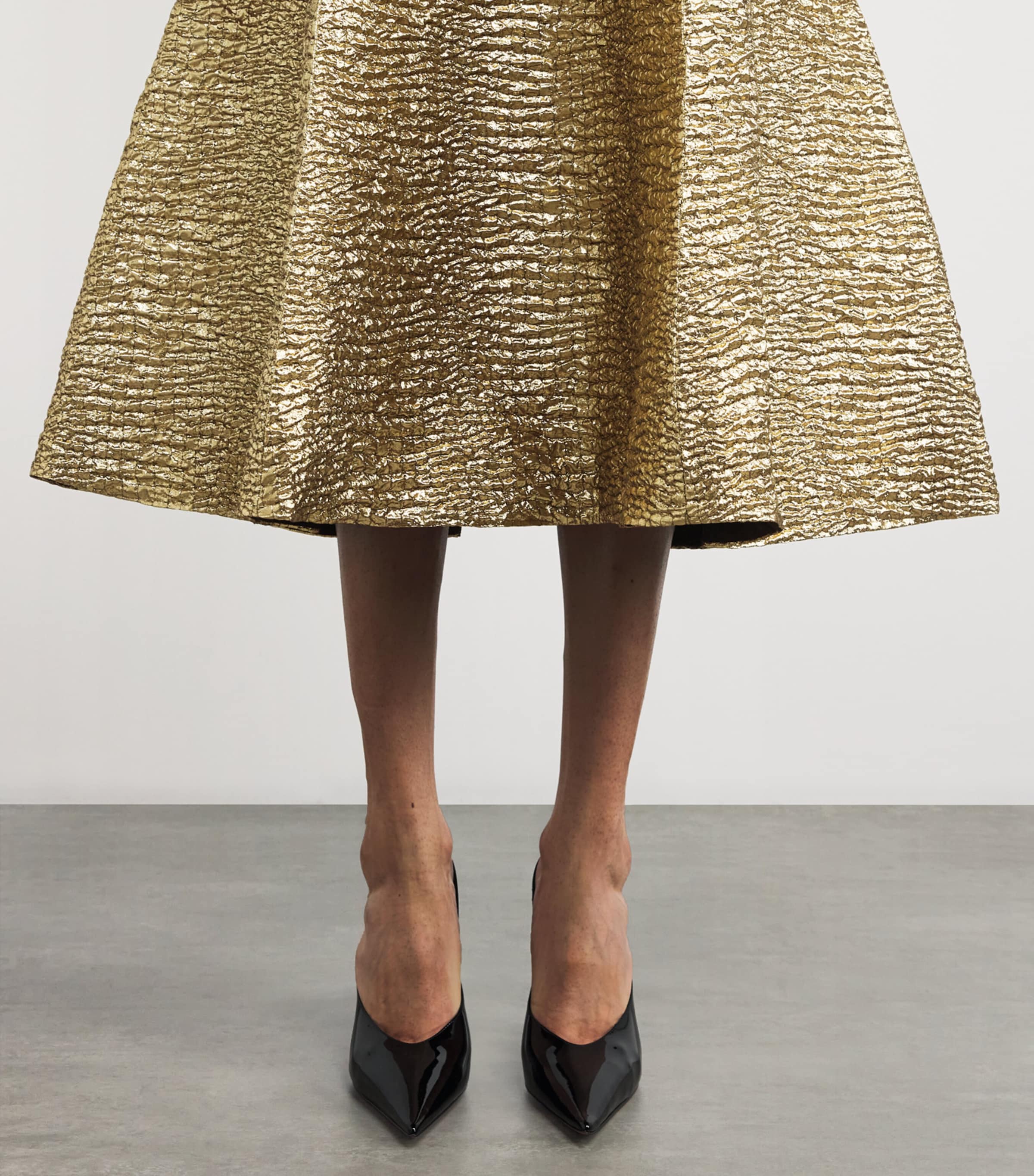 Metallic Seersucker Mara Midi Dress GOLD Image 6