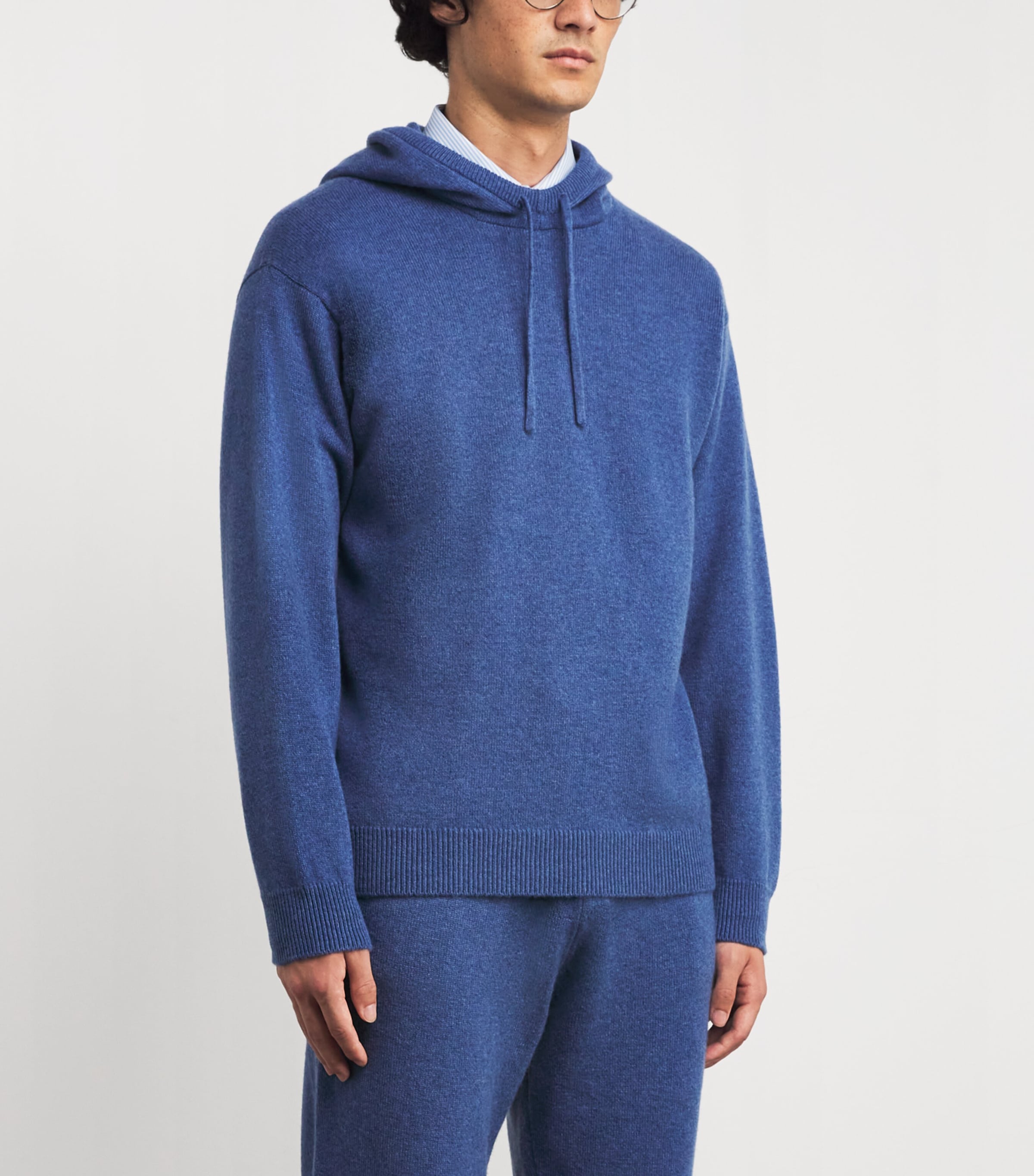 Harrods Mens Cashmere Hoodie Soft Denim Image 3