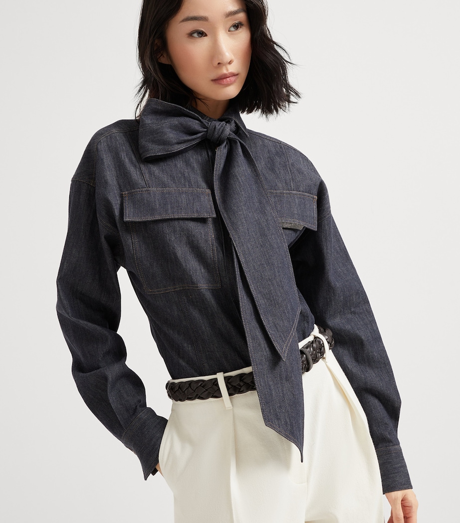Denim Pussybow Shirt C001 Image 5