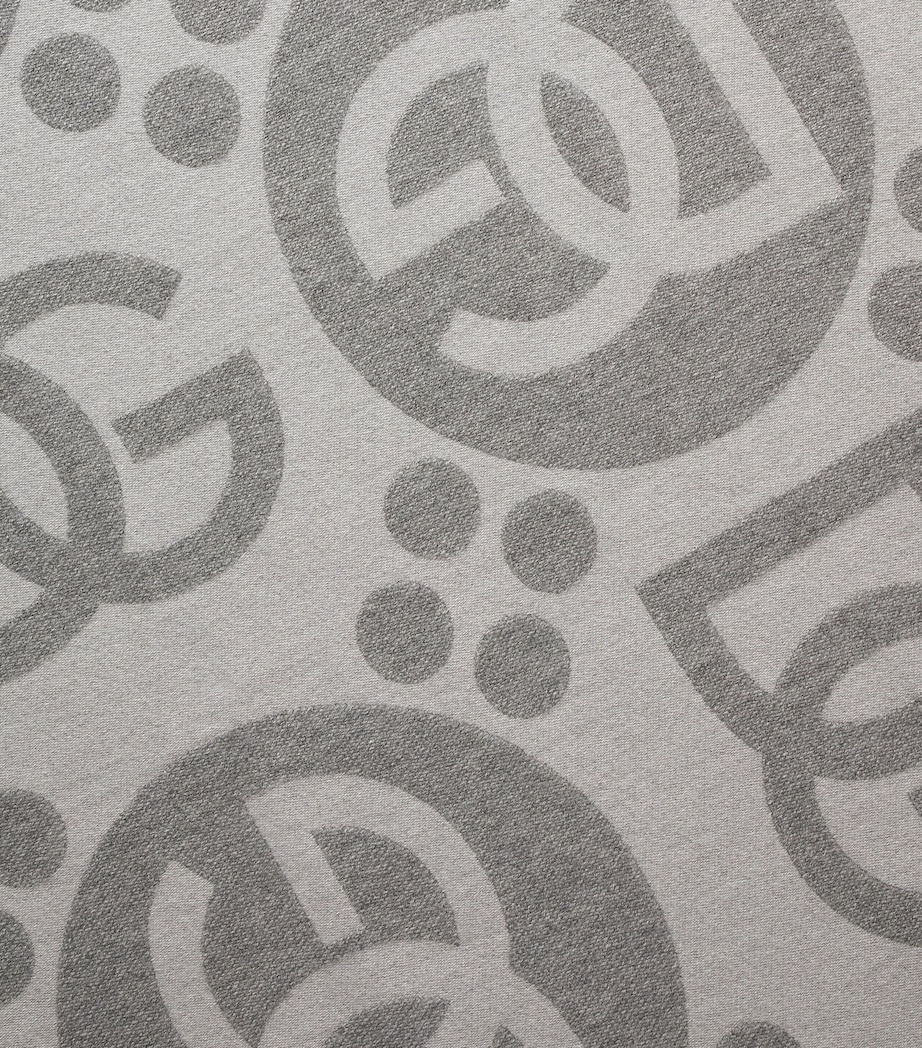 Wool Logo Jacquard Throw (140cm x 180cm) U0060-GRIGIO CHIARO Image 3