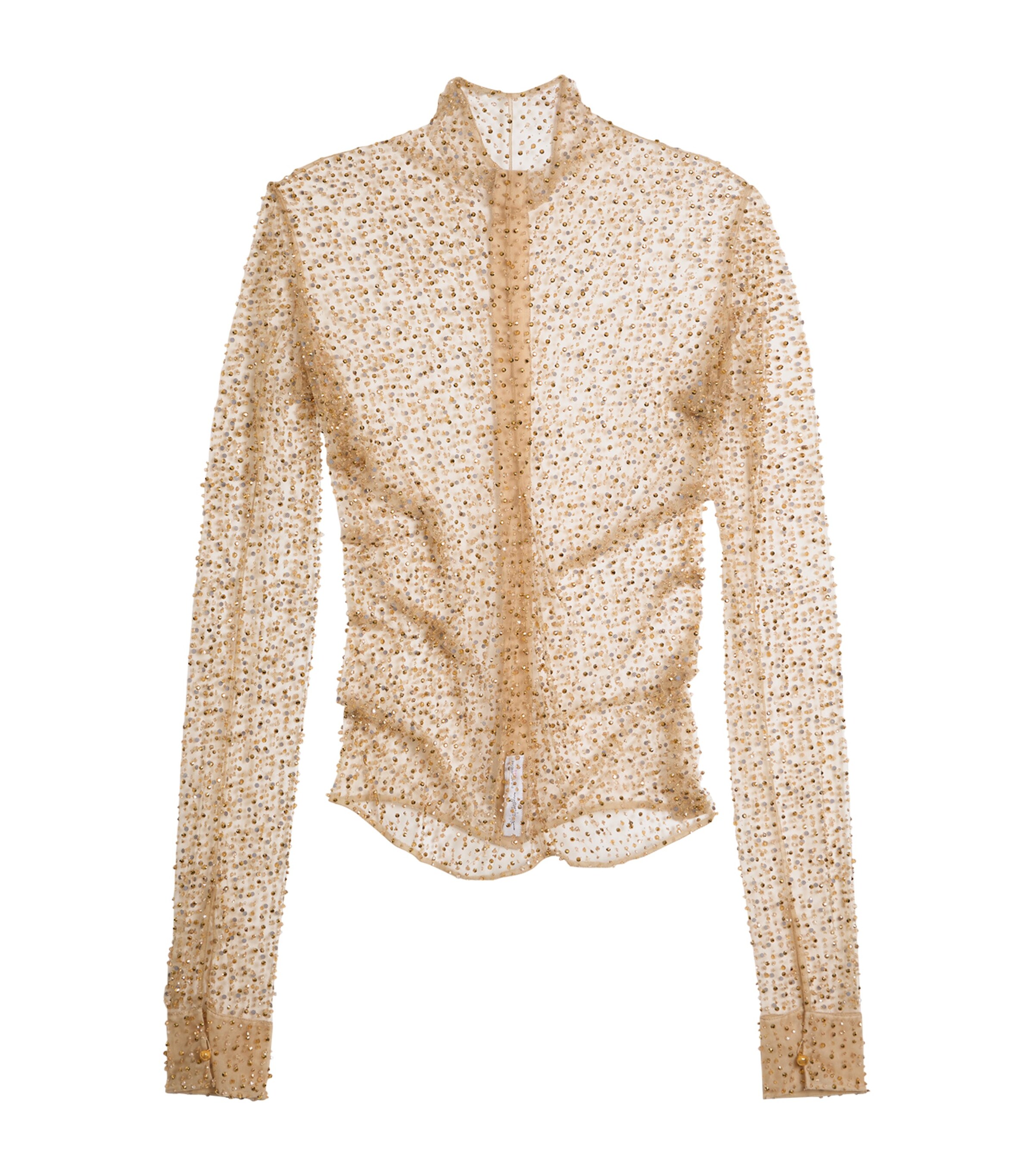 Schiaparelli Womens Embellished Skeleton Blouse Gold Image 2