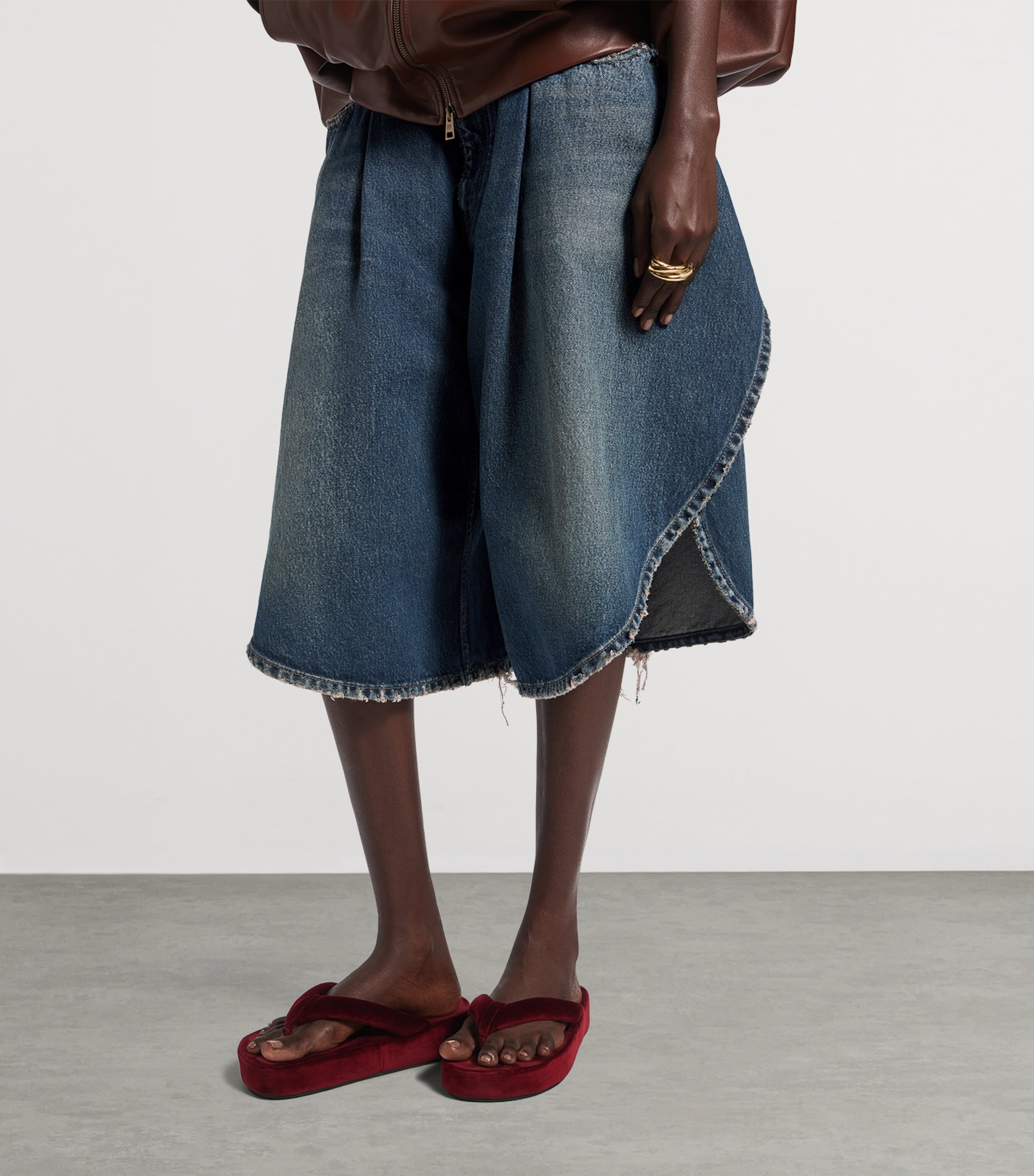 Balenciaga Womens Tulip Denim Shorts Image 5