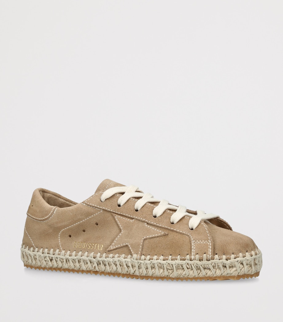 Golden Goose Suede Jute-Effect Super-Star Sneakers Tan Image 3