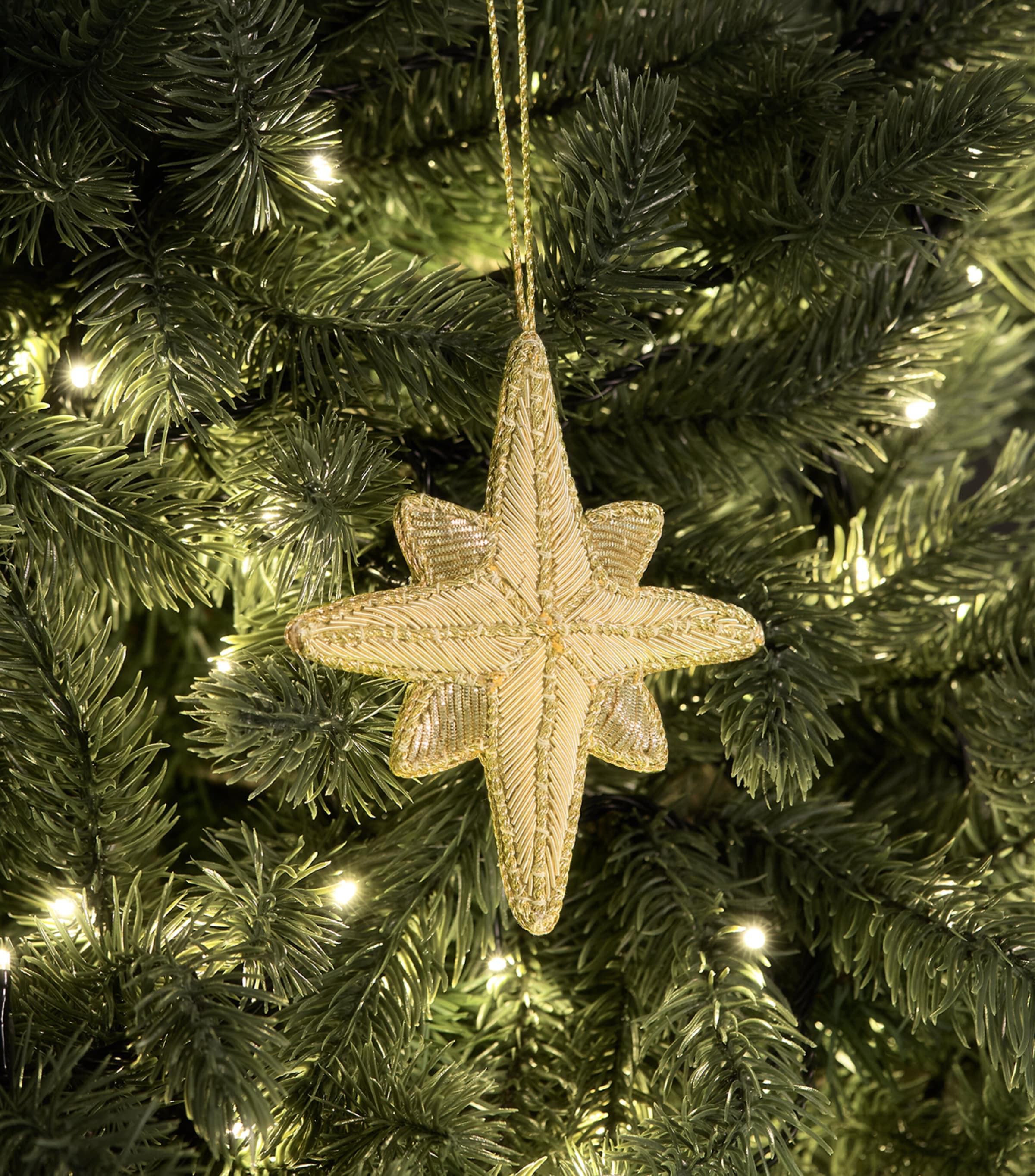 Harrods Beaded Star Tree Decoration Gold Image 3