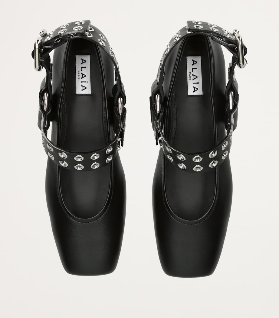 Alaïa Leather Biker Ballet Flats Black Image 4